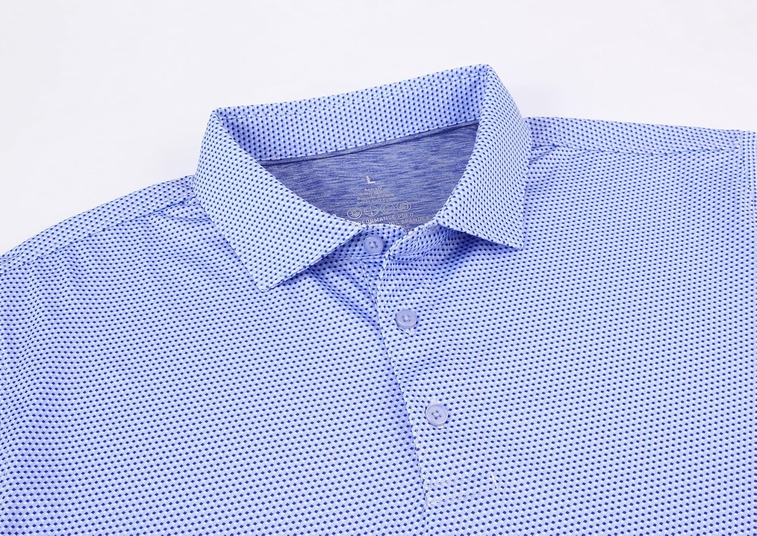 image:imageAlex Vando Mens Golf Shirt Moisture Wicking Classic Print Golf Shirts Shape amp color retainingLow maintenanceMultiscene active apparelBluewhite Square