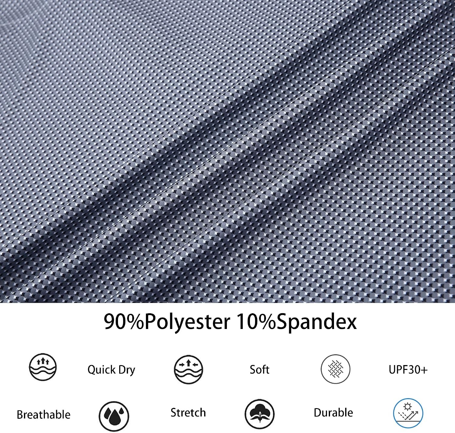 image:imageAlex Vando Mens Golf Shirt Moisture Wicking Classic Print Golf Shirts Shape amp color retainingLow maintenanceMultiscene active apparelGrey Square