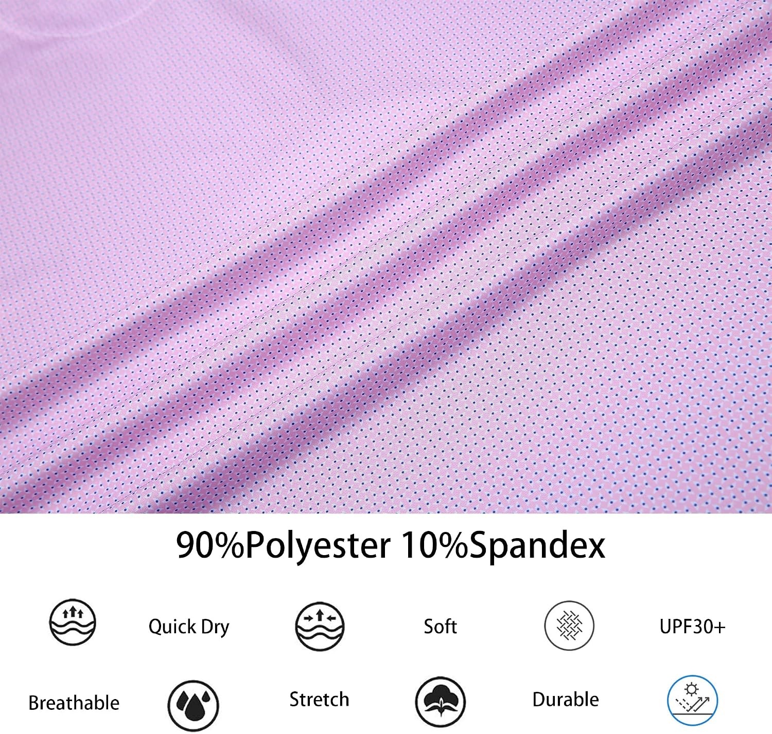 image:imageAlex Vando Mens Golf Shirt Moisture Wicking Classic Print Golf Shirts Shape amp color retainingLow maintenanceMultiscene active apparelPink Dots