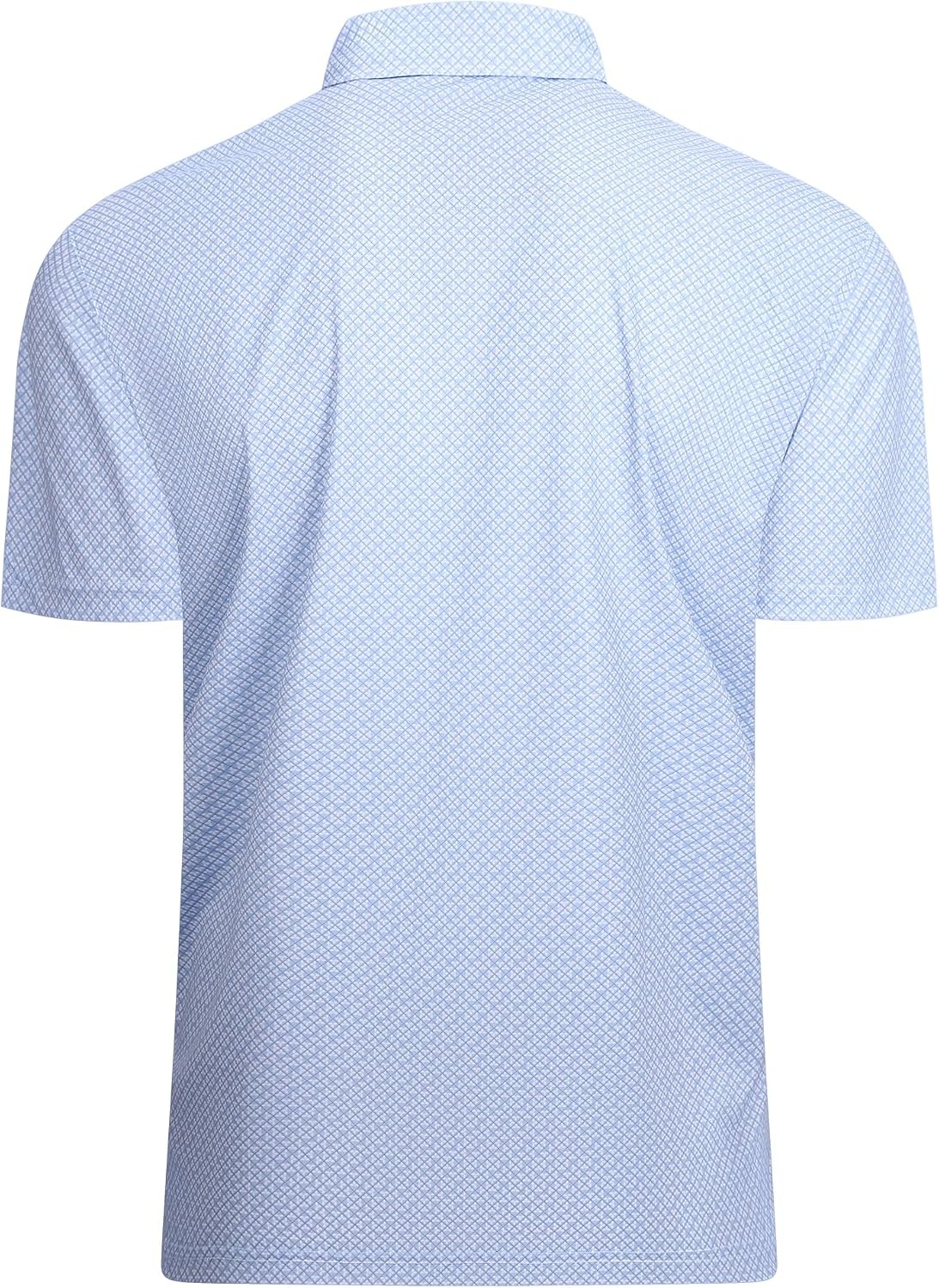 image:imageAlex Vando Mens Golf Shirt Moisture Wicking Classic Print Golf Shirts Shape amp color retainingLow maintenanceMultiscene active apparelWhite Clover 25