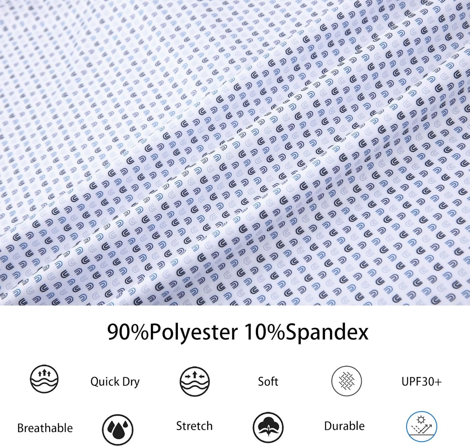image:imageAlex Vando Mens Golf Shirt Moisture Wicking Classic Print Golf Shirts Shape amp color retainingLow maintenanceMultiscene active apparelWhite U