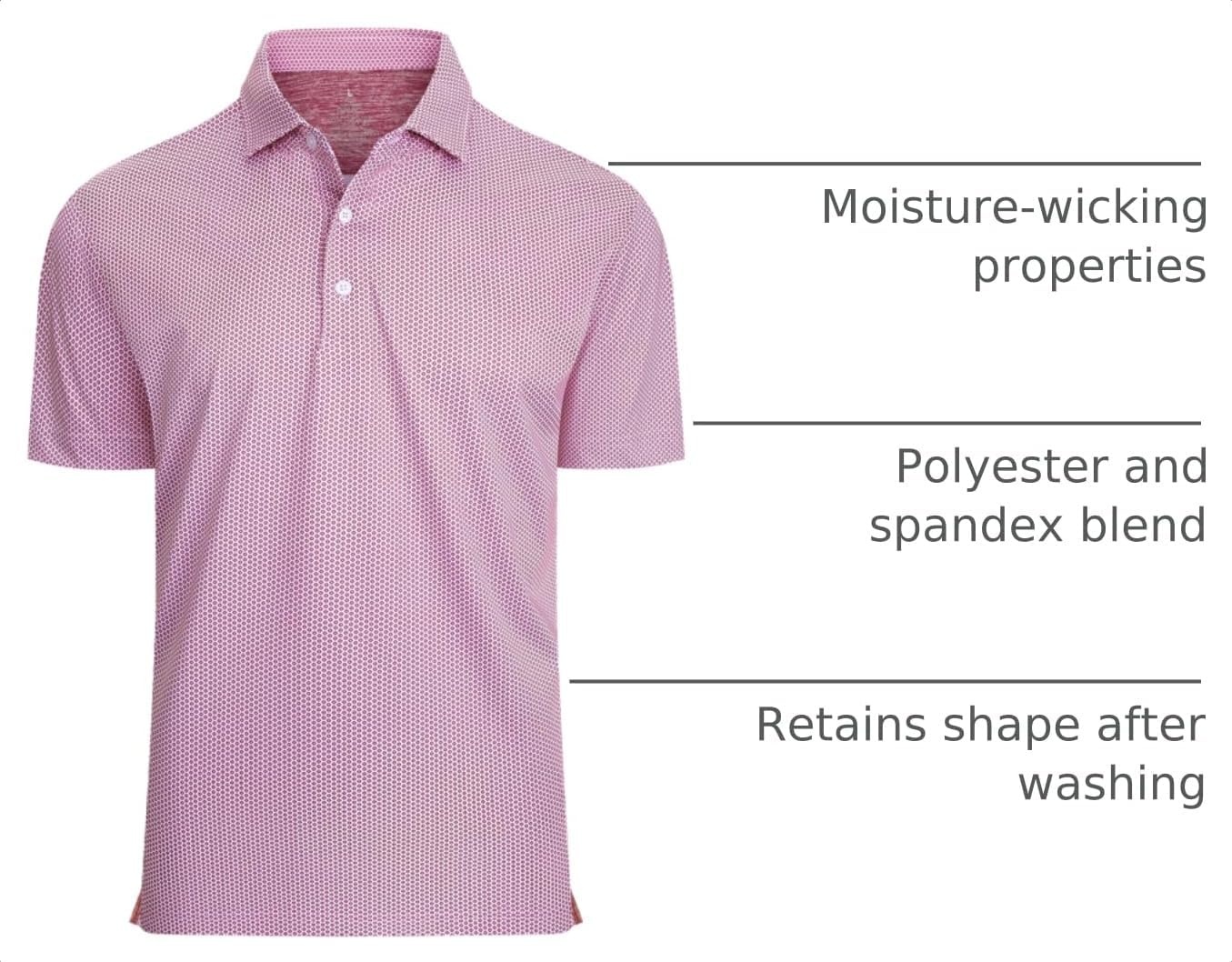 image:imageAlex Vando Mens Golf Shirt Moisture Wicking Classic Print Golf Shirts Shape amp color retainingLow maintenanceMultiscene active apparelWine Diamond