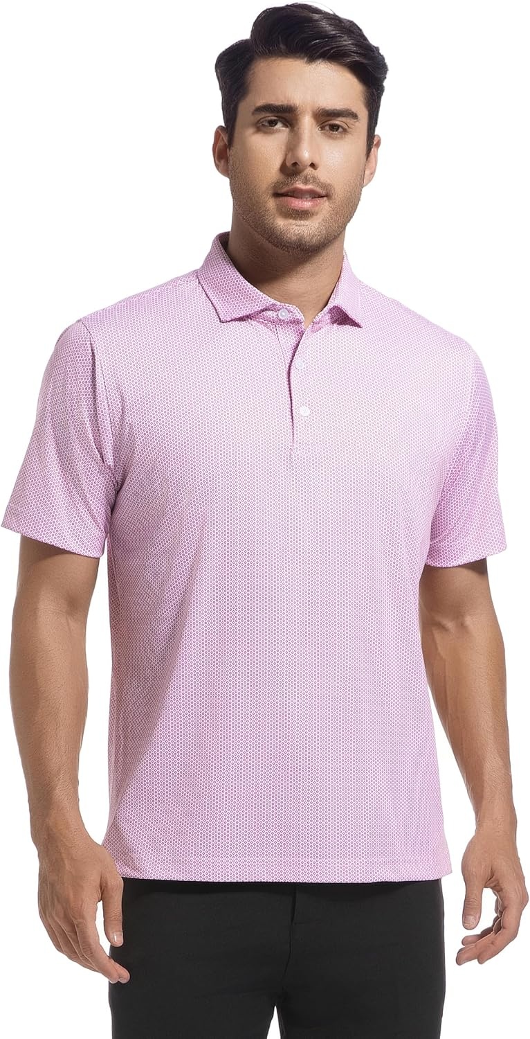 image:imageAlex Vando Mens Golf Shirt Moisture Wicking Classic Print Golf Shirts Shape amp color retainingLow maintenanceMultiscene active apparelWine Diamond
