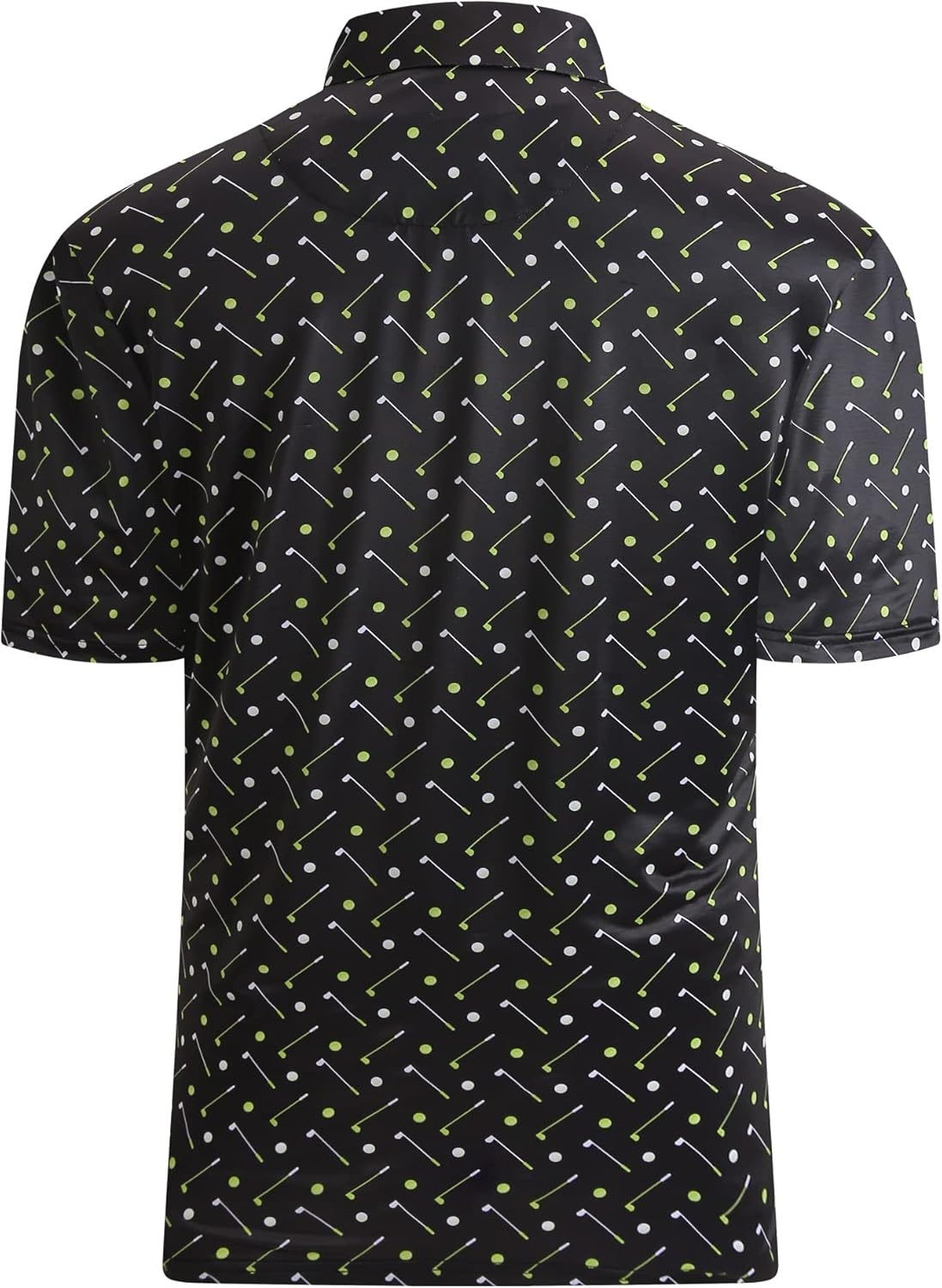 image:imageAlex Vando Mens Golf Shirt Moisture Wicking Print Performance Polo Shirt UPF40 UV shielding Lightweight Contrast collar piping Fullbody patterns Machine washable Multisport topBlack Golf