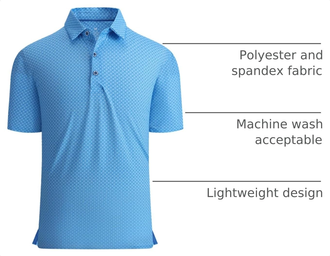 image:imageAlex Vando Mens Golf Shirt Moisture Wicking Print Performance Polo Shirt UPF40 UV shielding Lightweight Contrast collar piping Fullbody patterns Machine washable Multisport topBlue Cross