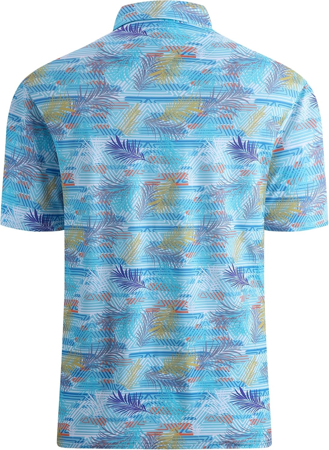 image:imageAlex Vando Mens Golf Shirt Moisture Wicking Print Performance Polo Shirt UPF40 UV shielding Lightweight Contrast collar piping Fullbody patterns Machine washable Multisport topBlue Leaf