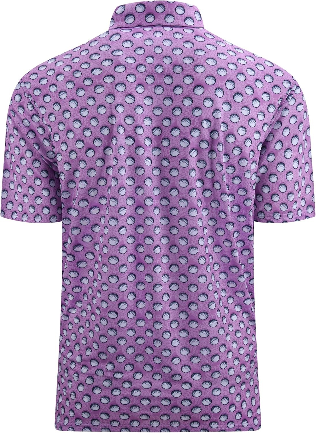 image:imageAlex Vando Mens Golf Shirt Moisture Wicking Print Performance Polo Shirt UPF40 UV shielding Lightweight Contrast collar piping Fullbody patterns Machine washable Multisport topPurple Golf Ball