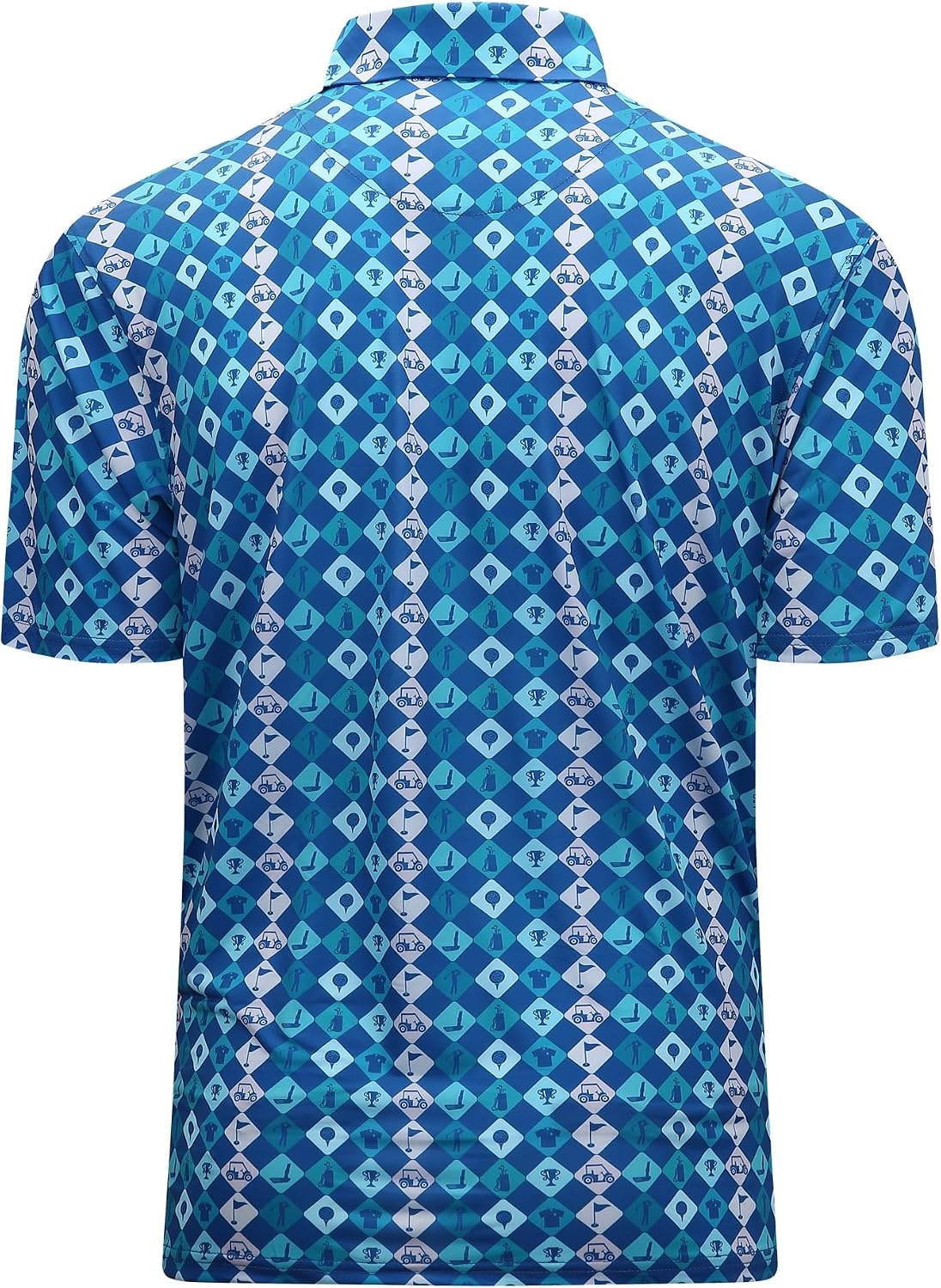 image:imageAlex Vando Mens Golf Shirt Moisture Wicking Print Performance Polo Shirt UPF40 UV shielding Lightweight Contrast collar piping Fullbody patterns Machine washable Multisport topTeal Golf