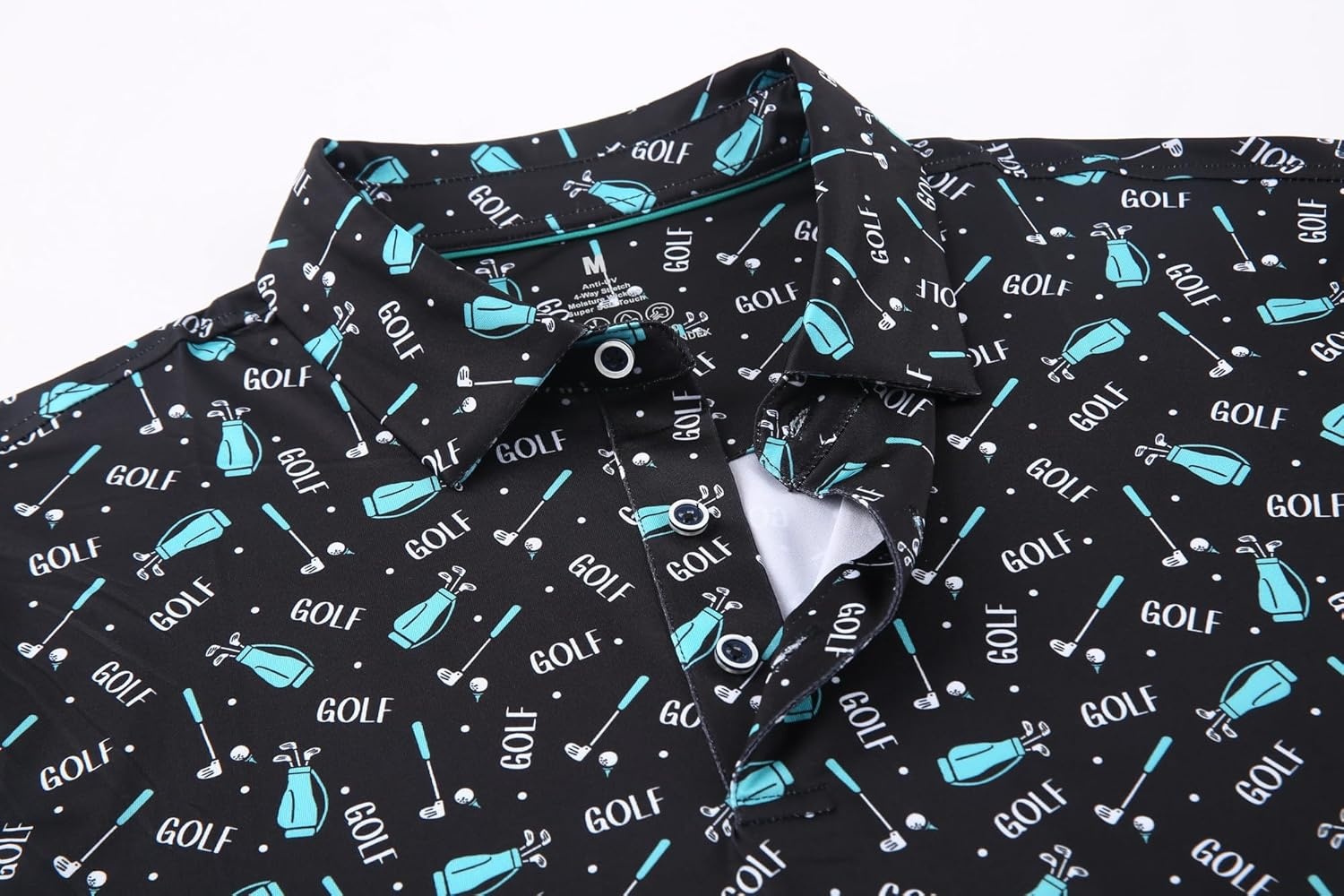 image:imageAlex Vando Mens Golf Shirt Moisture Wicking Print Performance Polo Shirt UPF40 UV shielding Lightweight Contrast collar piping Fullbody patterns Machine washable Multisport topBlack Golf Club Bag