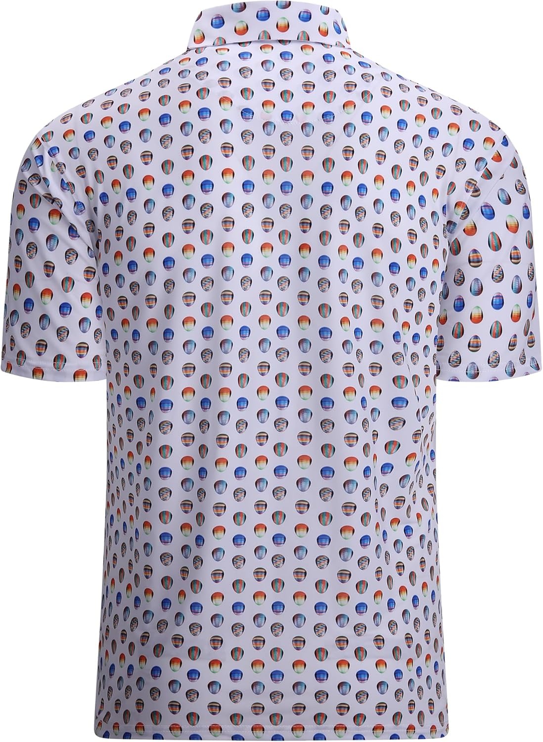 image:imageAlex Vando Mens Golf Shirt Moisture Wicking Print Performance Polo Shirt UPF40 UV shielding Lightweight Contrast collar piping Fullbody patterns Machine washable Multisport topMulticolor Ball