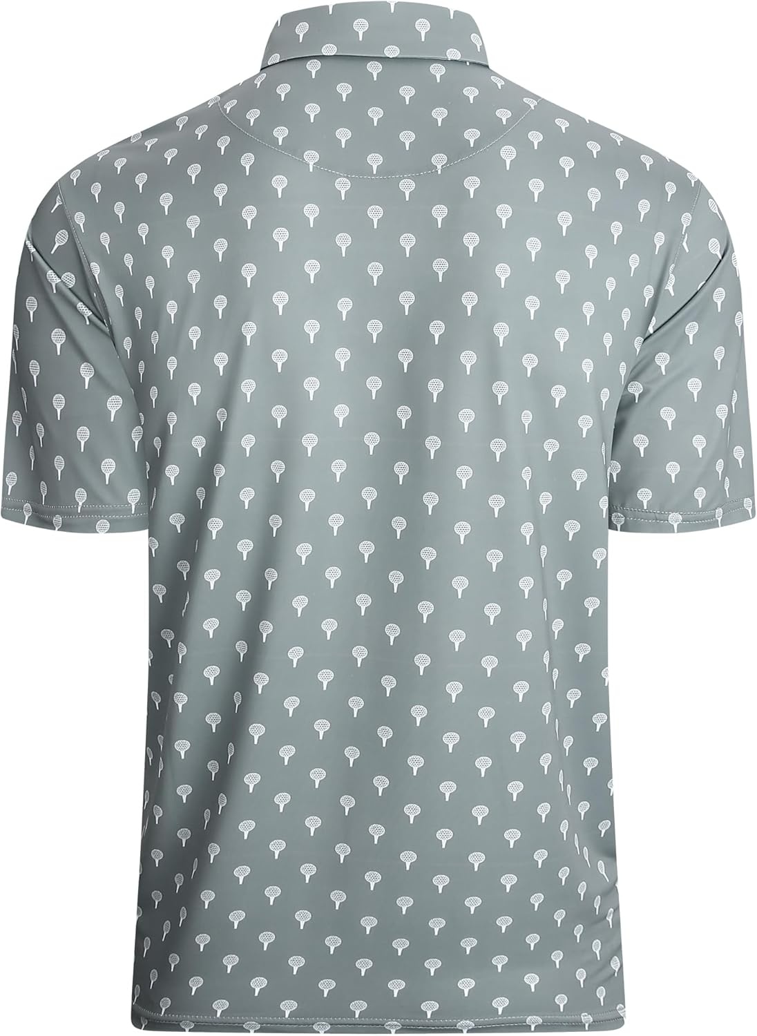 image:imageAlex Vando Mens Golf Shirt Moisture Wicking Print Performance Polo Shirt UPF40 UV shielding Lightweight Contrast collar piping Fullbody patterns Machine washable Multisport topGrey Ball