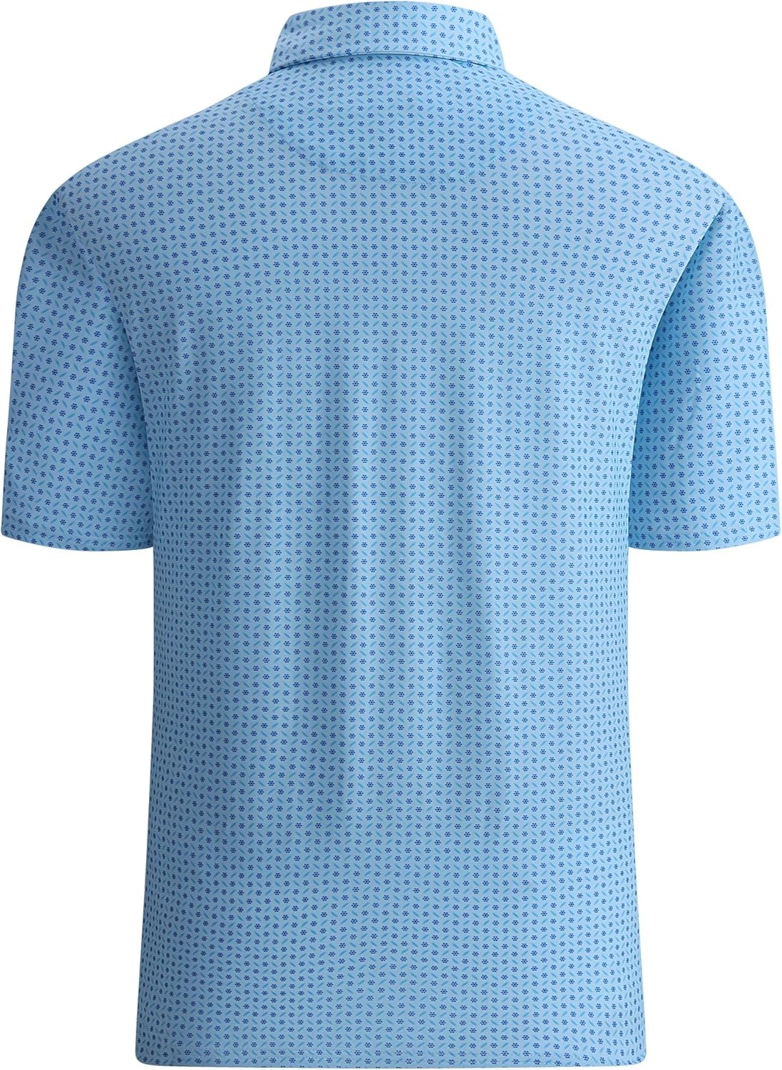 image:imageAlex Vando Mens Golf Shirt Moisture Wicking Print Performance Polo Shirt UPF40 UV shielding Lightweight Contrast collar piping Fullbody patterns Machine washable Multisport topBlue Dots
