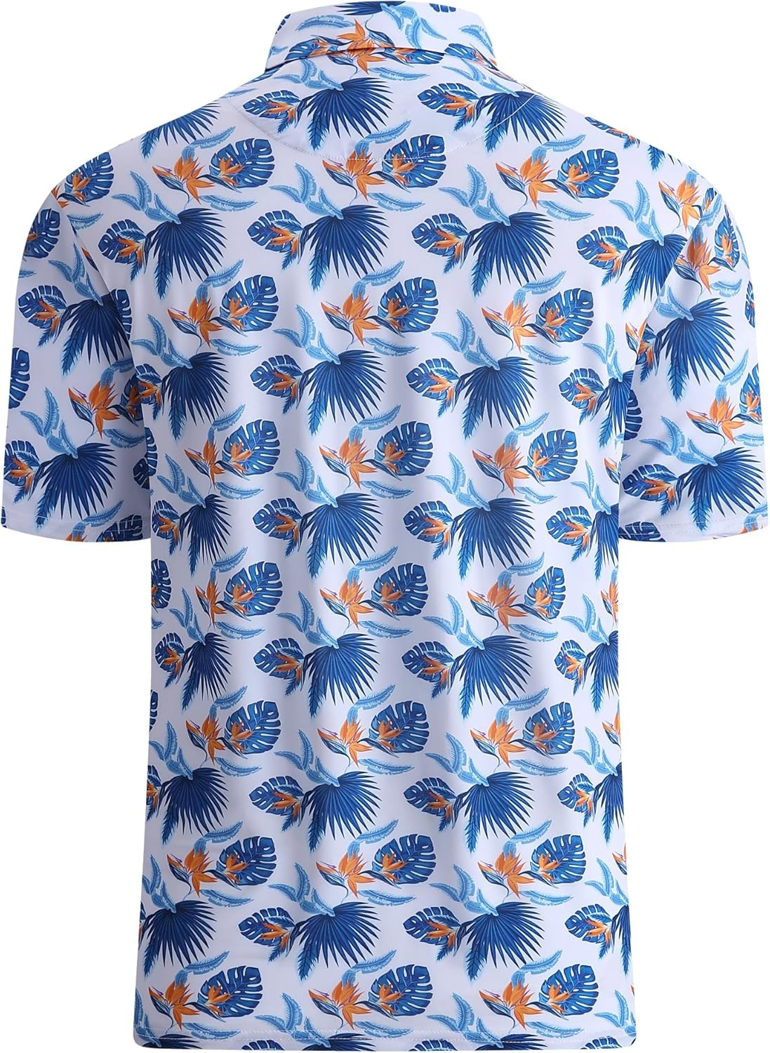 image:imageAlex Vando Mens Golf Shirt Moisture Wicking Print Performance Polo Shirt UPF40 UV shielding Lightweight Contrast collar piping Fullbody patterns Machine washable Multisport topRoyal Leaf
