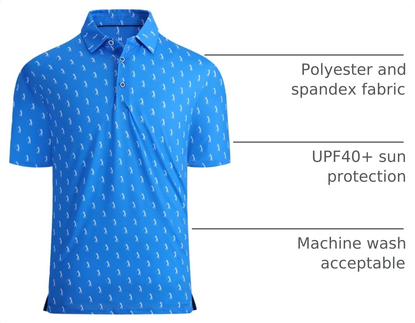 image:imageAlex Vando Mens Golf Shirt Moisture Wicking Print Performance Polo Shirt UPF40 UV shielding Lightweight Contrast collar piping Fullbody patterns Machine washable Multisport topRoyal Sweep Men