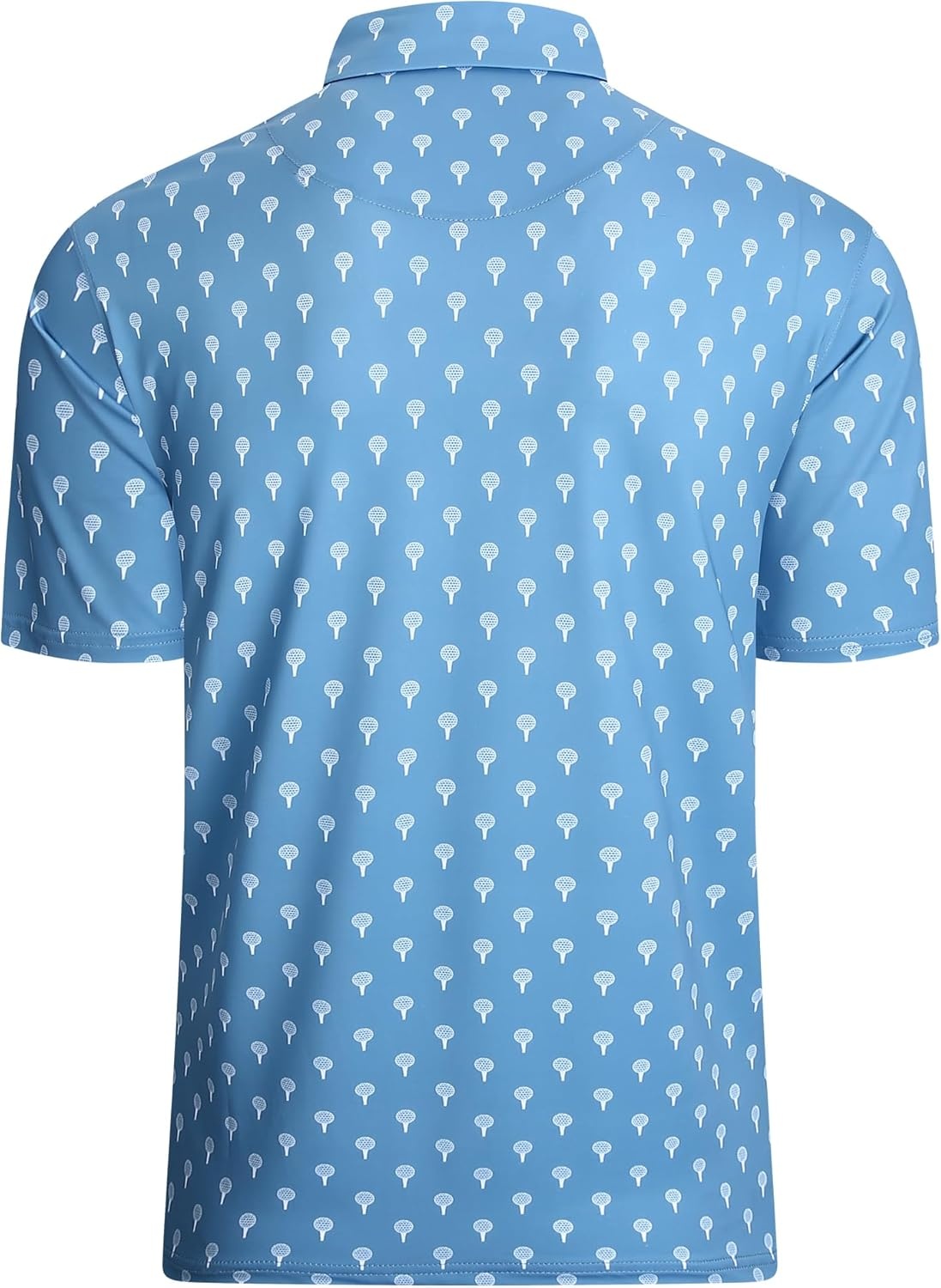 image:imageAlex Vando Mens Golf Shirt Moisture Wicking Print Performance Polo Shirt UPF40 UV shielding Lightweight Contrast collar piping Fullbody patterns Machine washable Multisport topDusty Blue Ball
