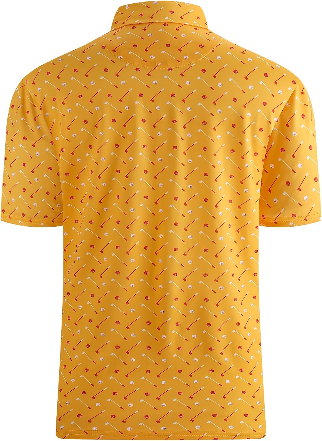 image:imageAlex Vando Mens Golf Shirt Moisture Wicking Print Performance Polo Shirt UPF40 UV shielding Lightweight Contrast collar piping Fullbody patterns Machine washable Multisport topYellow Golf Club