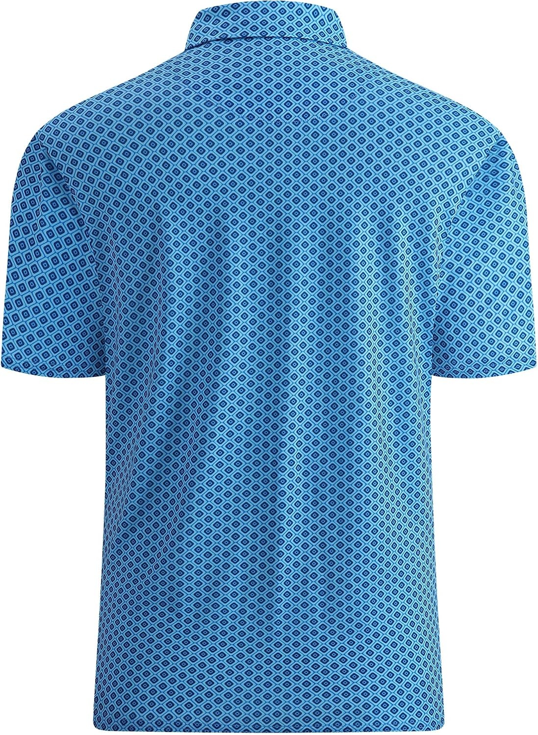 image:imageAlex Vando Mens Golf Shirt Moisture Wicking Print Performance Polo Shirt UPF40 UV shielding Lightweight Contrast collar piping Fullbody patterns Machine washable Multisport topBlue Navy Square