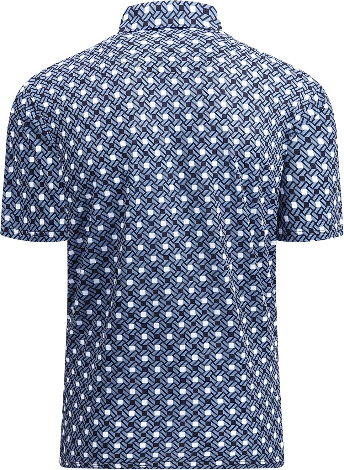 image:imageAlex Vando Mens Golf Shirt Moisture Wicking Print Performance Polo Shirt UPF40 UV shielding Lightweight Contrast collar piping Fullbody patterns Machine washable Multisport topBlack Square