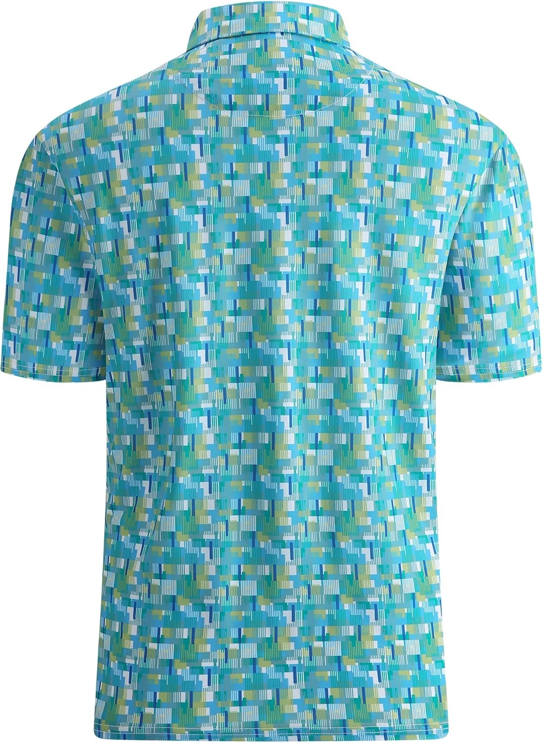 image:imageAlex Vando Mens Golf Shirt Moisture Wicking Print Performance Polo Shirt UPF40 UV shielding Lightweight Contrast collar piping Fullbody patterns Machine washable Multisport topGreen Impression