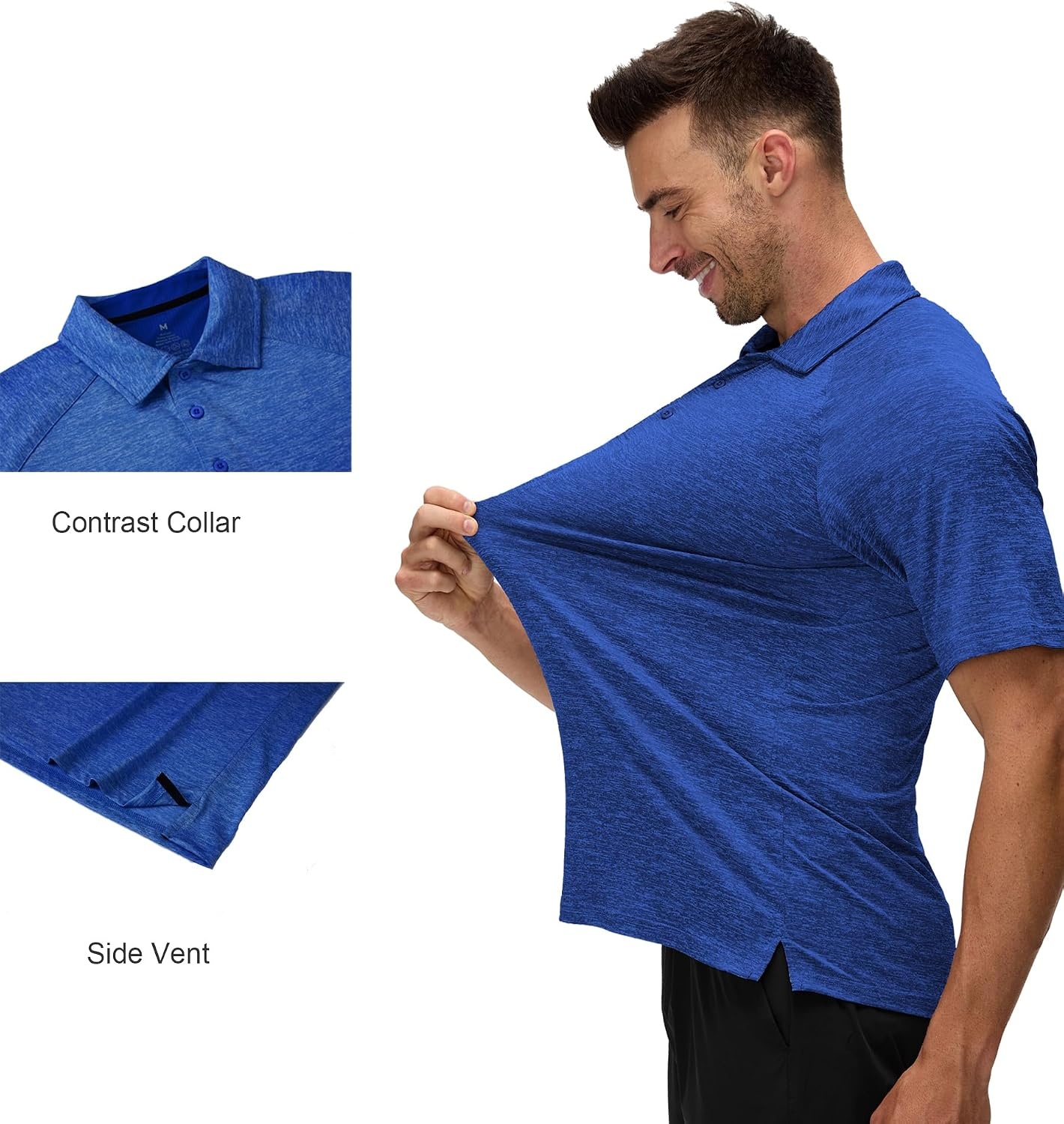 image:imageAlex Vando Mens Golf Shirt Moisture Wicking QuickDry Short Sleeve Polo UPF40Soft amp stretchSweat resistantMultiscene sports amp office apparel02a Dark Blue