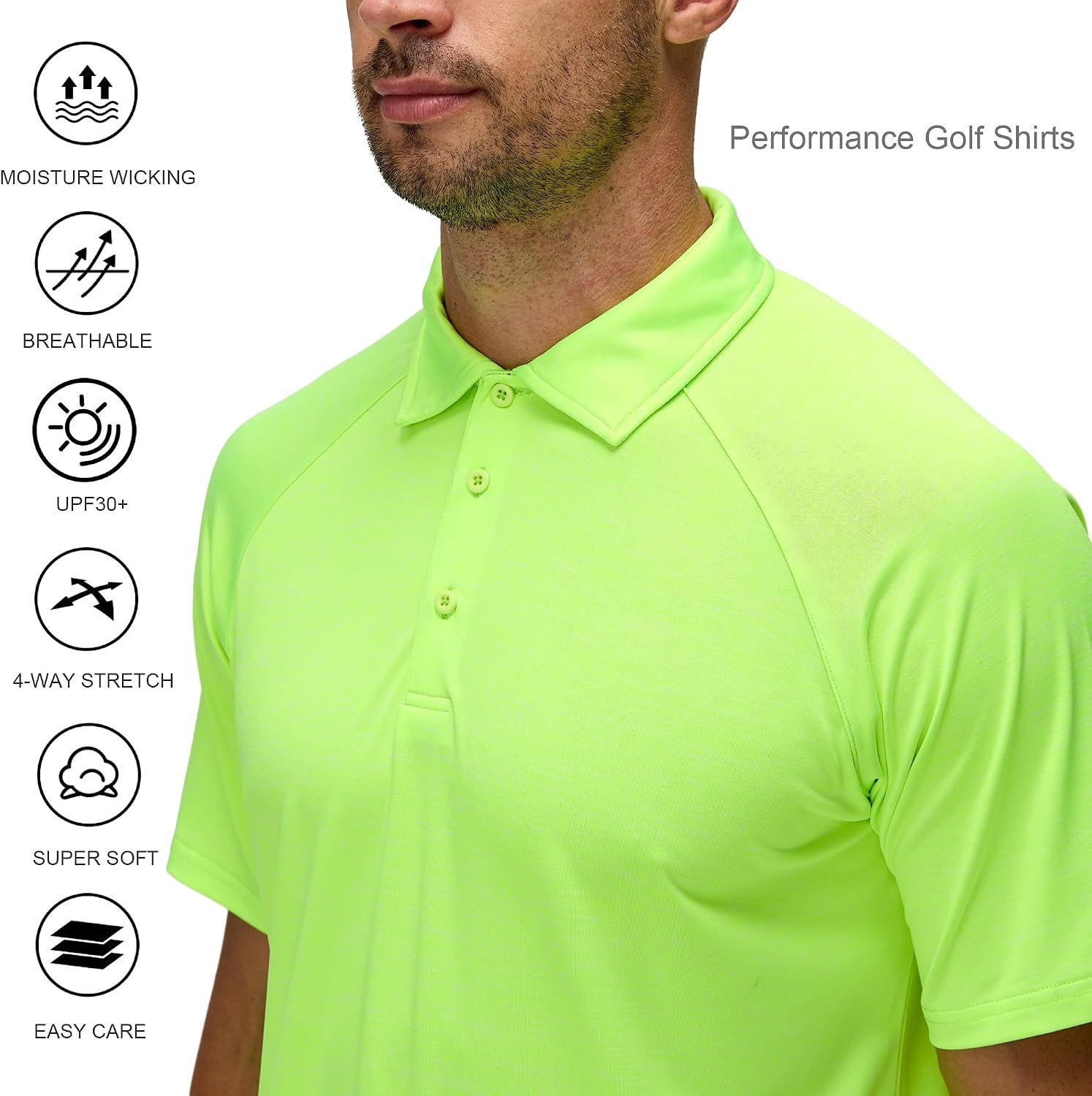 image:imageAlex Vando Mens Golf Shirt Moisture Wicking QuickDry Short Sleeve Polo UPF40Soft amp stretchSweat resistantMultiscene sports amp office apparel02a Green