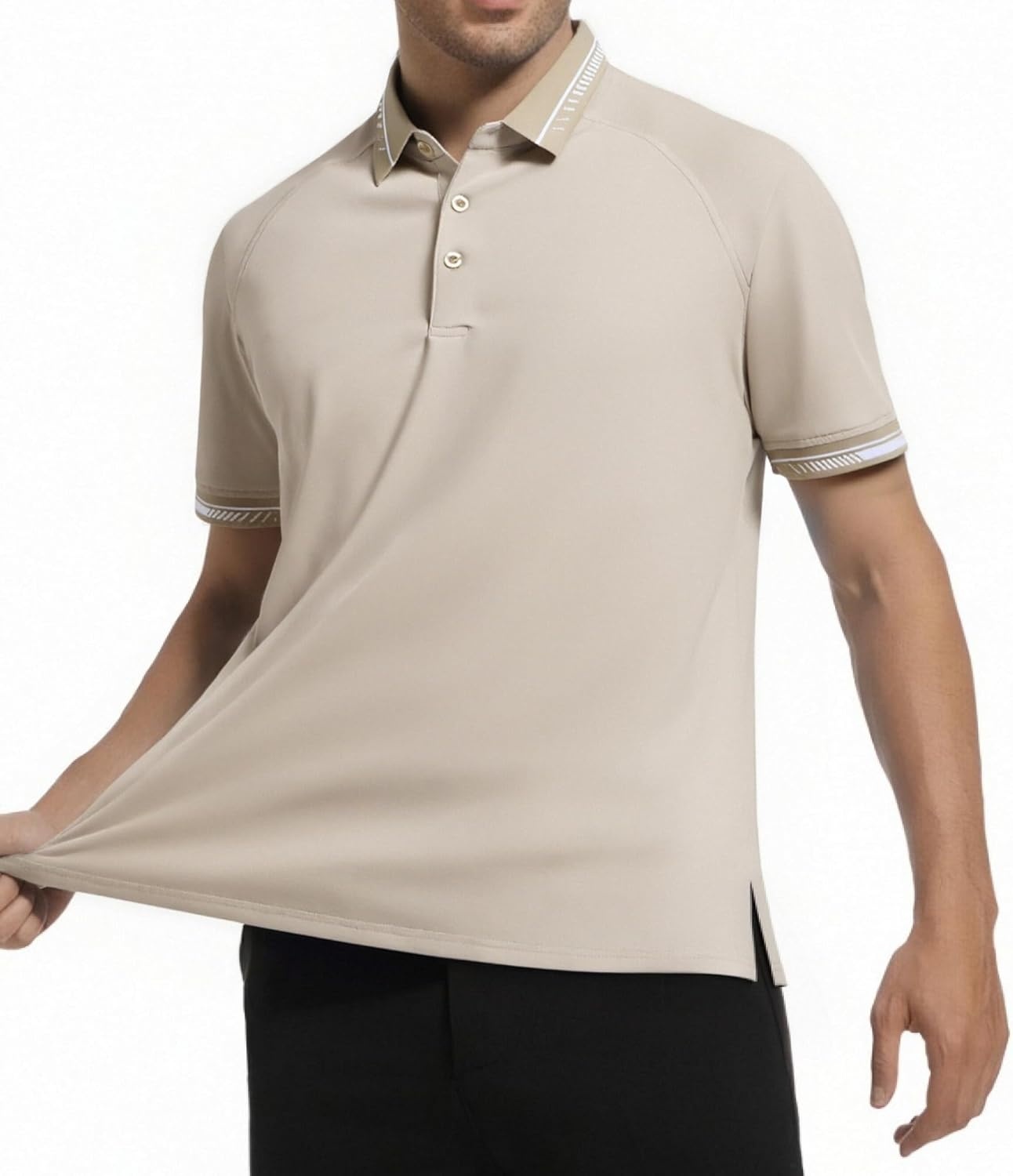 image:imageAlex Vando Mens Golf Shirt Moisture Wicking QuickDry Short Sleeve Polo UPF40Soft amp stretchSweat resistantMultiscene sports amp office apparelApricot 189