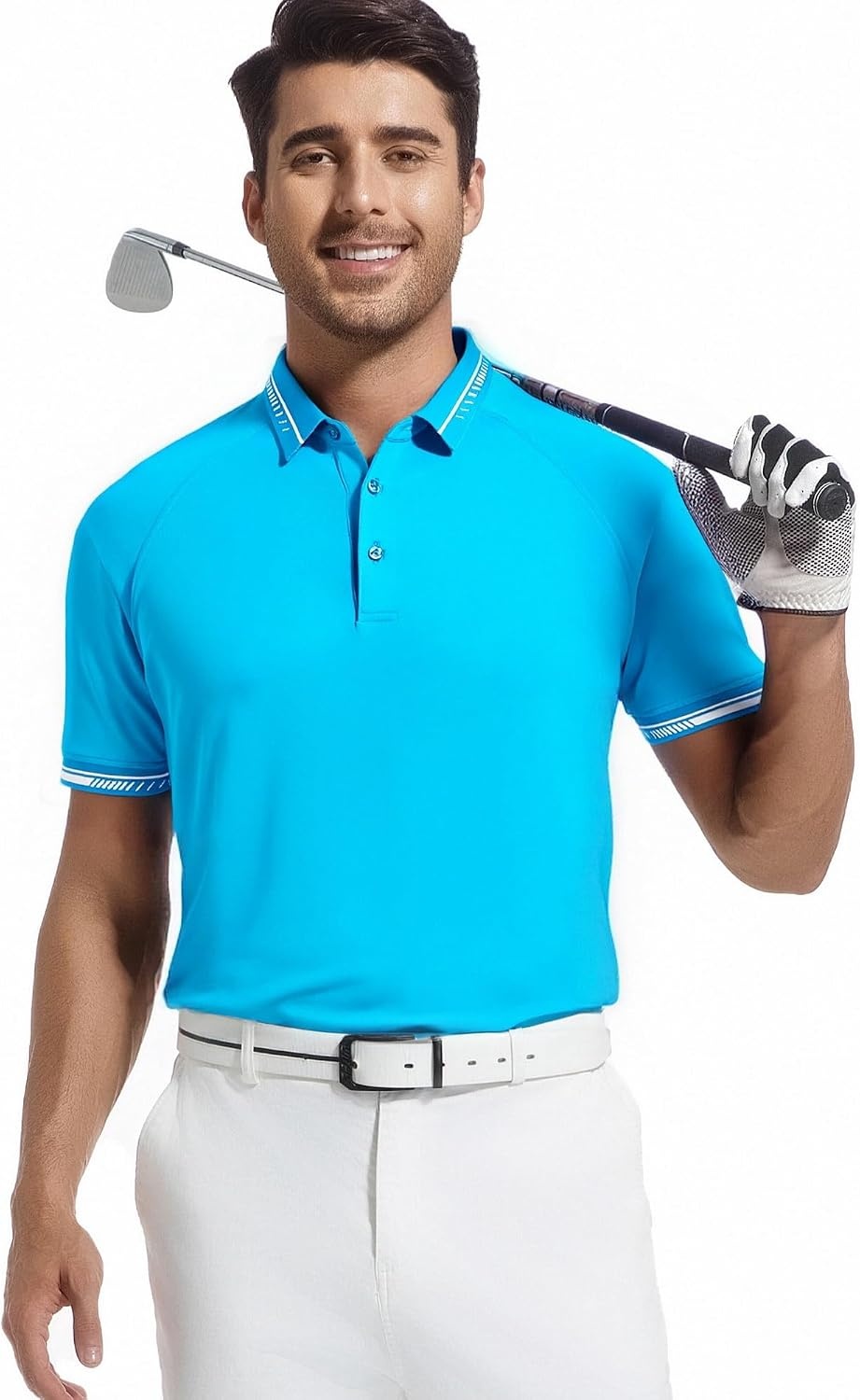 image:imageAlex Vando Mens Golf Shirt Moisture Wicking QuickDry Short Sleeve Polo UPF40Soft amp stretchSweat resistantMultiscene sports amp office apparelAqua 189