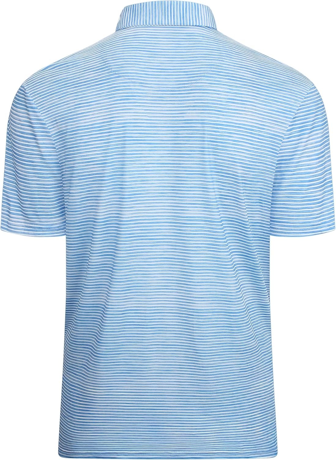image:imageAlex Vando Mens Golf Shirt Moisture Wicking QuickDry Short Sleeve Polo UPF40Soft amp stretchSweat resistantMultiscene sports amp office apparelBlue Stripe 509