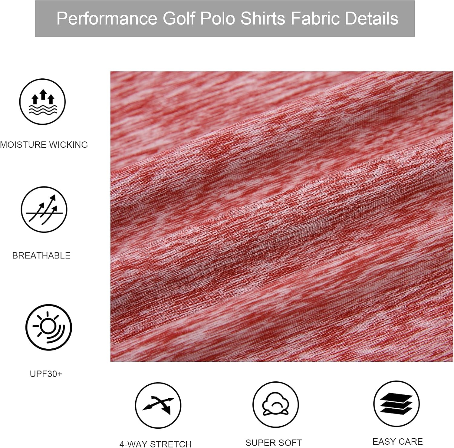 image:imageAlex Vando Mens Golf Shirt Moisture Wicking QuickDry Short Sleeve Polo UPF40Soft amp stretchSweat resistantMultiscene sports amp office apparelBurgundy