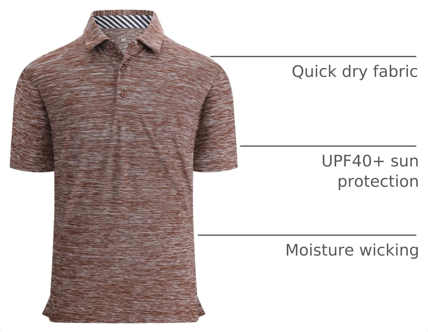 image:imageAlex Vando Mens Golf Shirt Moisture Wicking QuickDry Short Sleeve Polo UPF40Soft amp stretchSweat resistantMultiscene sports amp office apparelCoffee