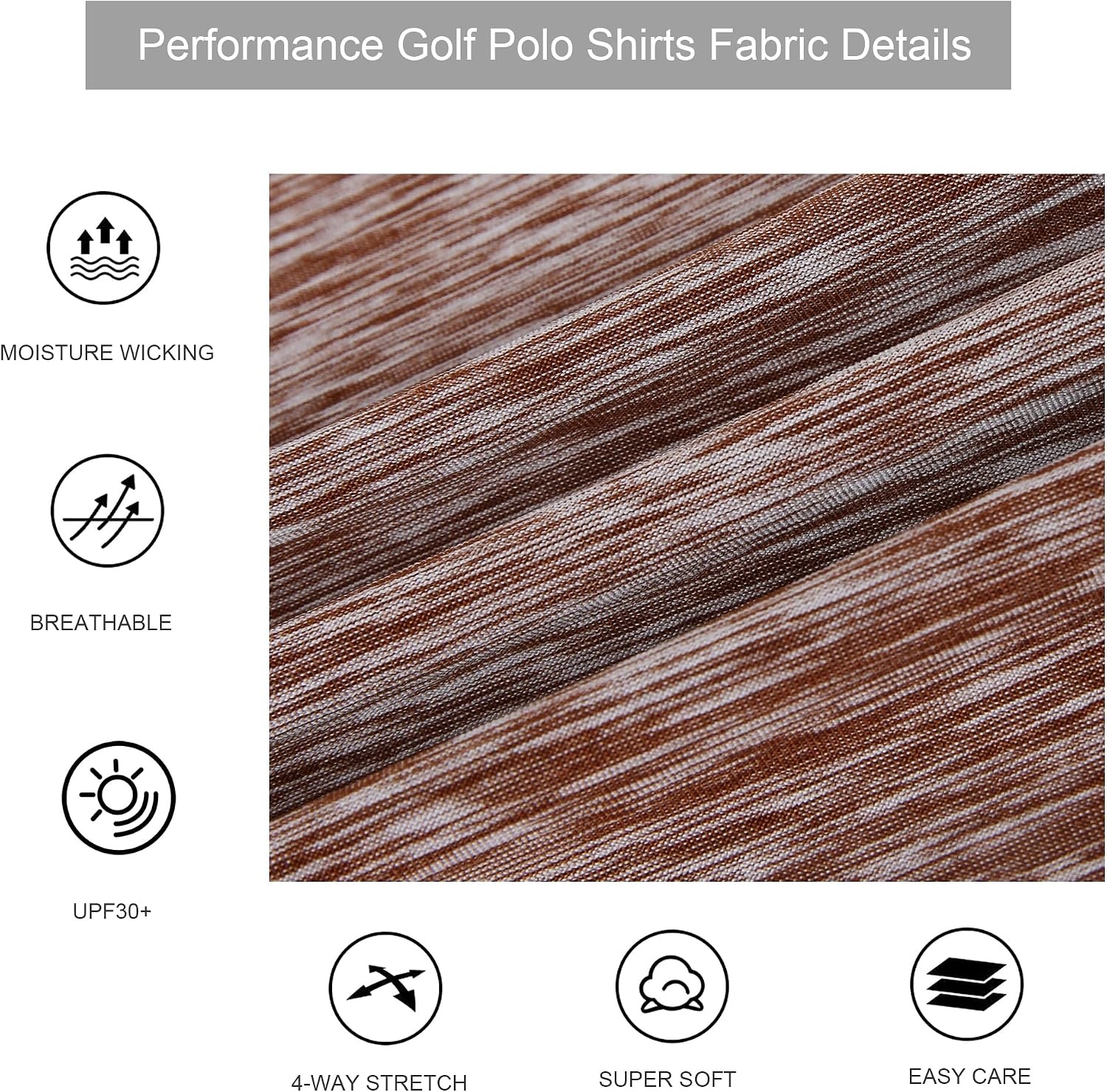 image:imageAlex Vando Mens Golf Shirt Moisture Wicking QuickDry Short Sleeve Polo UPF40Soft amp stretchSweat resistantMultiscene sports amp office apparelCoffee