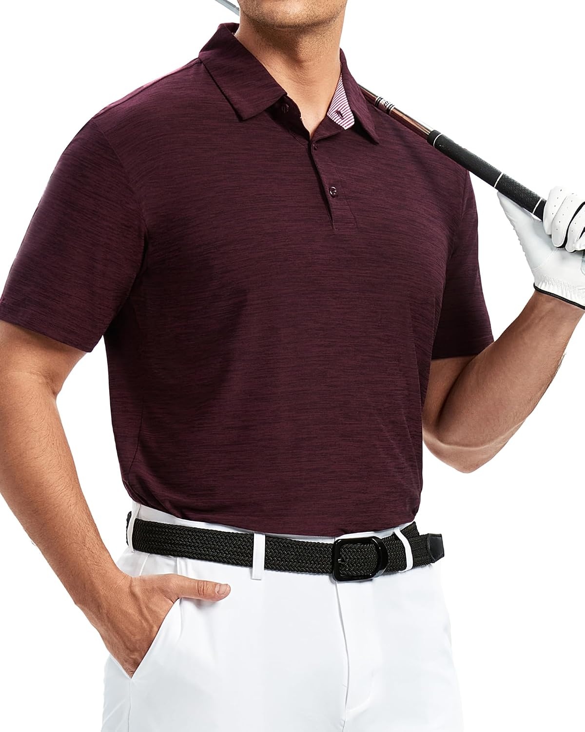 image:imageAlex Vando Mens Golf Shirt Moisture Wicking QuickDry Short Sleeve Polo UPF40Soft amp stretchSweat resistantMultiscene sports amp office apparelDk Burgundy