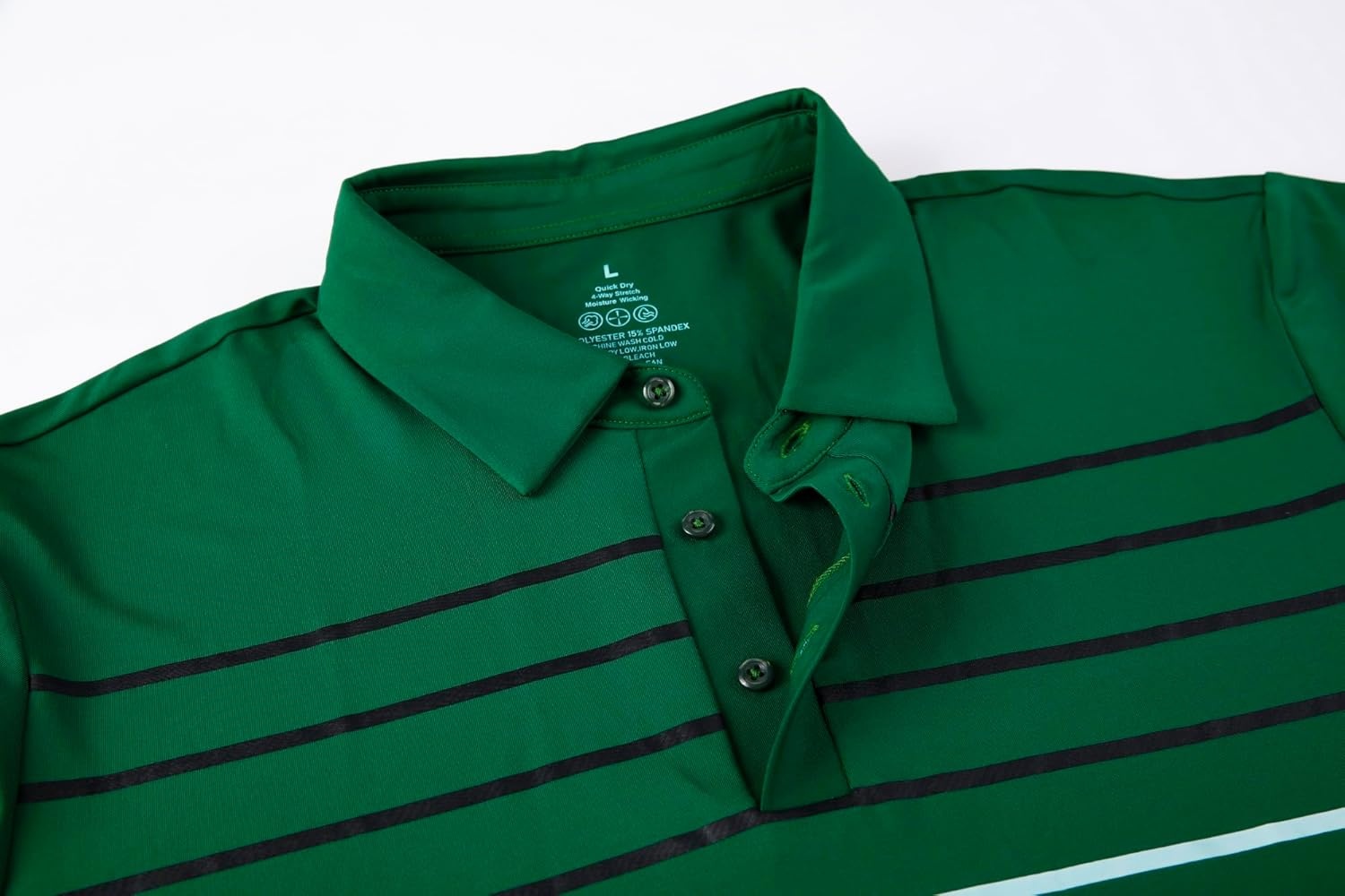 image:imageAlex Vando Mens Golf Shirt Moisture Wicking QuickDry Short Sleeve Polo UPF40Soft amp stretchSweat resistantMultiscene sports amp office apparelGreen Stripe 87