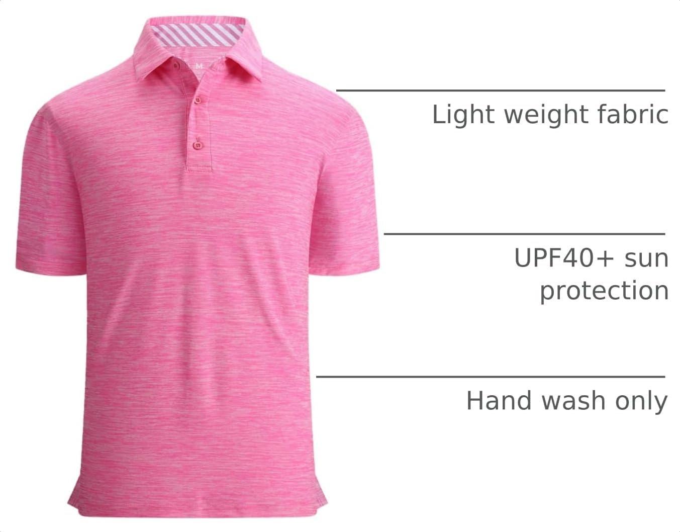 image:imageAlex Vando Mens Golf Shirt Moisture Wicking QuickDry Short Sleeve Polo UPF40Soft amp stretchSweat resistantMultiscene sports amp office apparelHot Pink