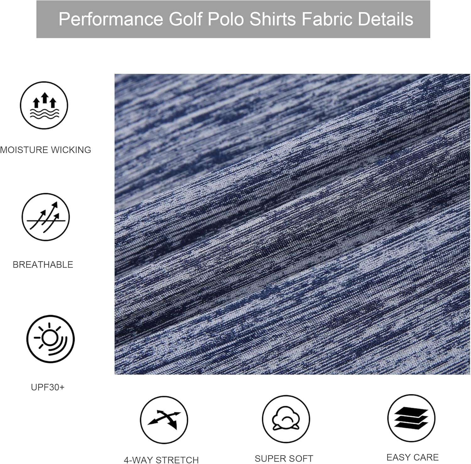 image:imageAlex Vando Mens Golf Shirt Moisture Wicking QuickDry Short Sleeve Polo UPF40Soft amp stretchSweat resistantMultiscene sports amp office apparelNavy2