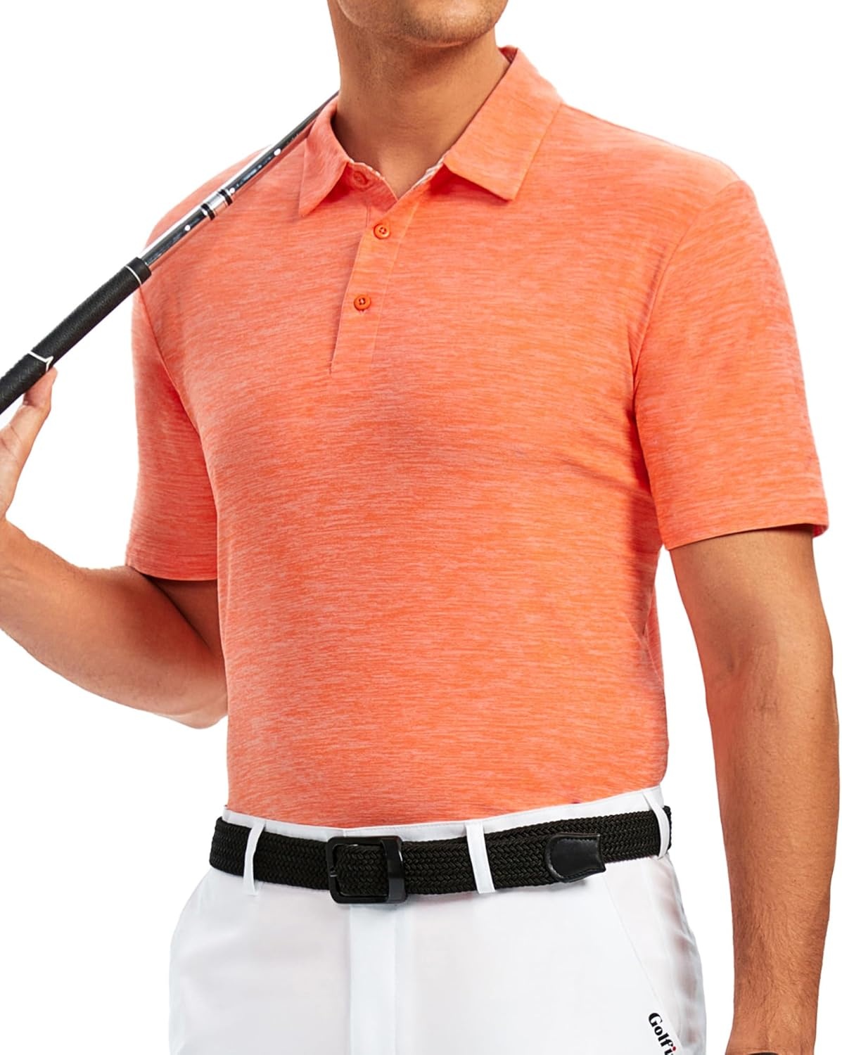 image:imageAlex Vando Mens Golf Shirt Moisture Wicking QuickDry Short Sleeve Polo UPF40Soft amp stretchSweat resistantMultiscene sports amp office apparelOrange