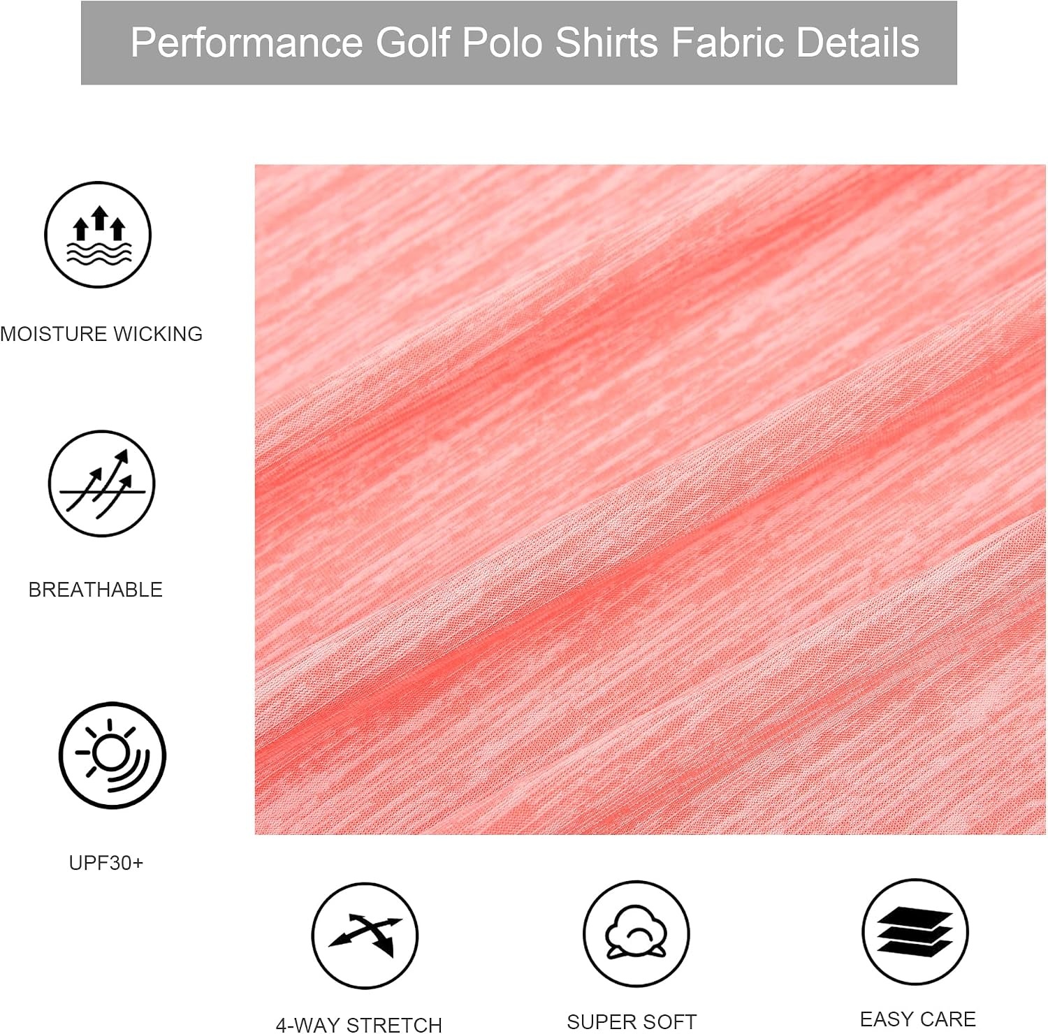 image:imageAlex Vando Mens Golf Shirt Moisture Wicking QuickDry Short Sleeve Polo UPF40Soft amp stretchSweat resistantMultiscene sports amp office apparelPink