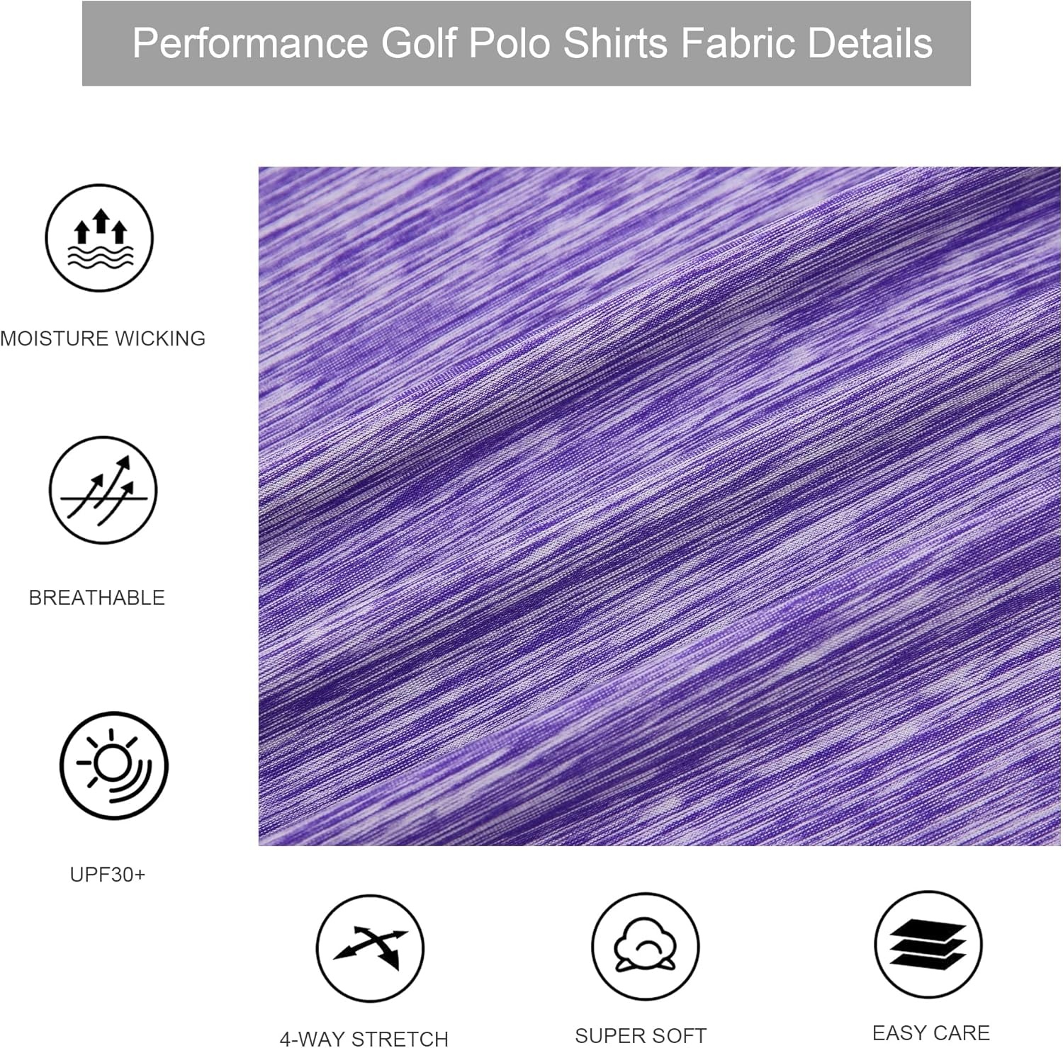 image:imageAlex Vando Mens Golf Shirt Moisture Wicking QuickDry Short Sleeve Polo UPF40Soft amp stretchSweat resistantMultiscene sports amp office apparelPurple