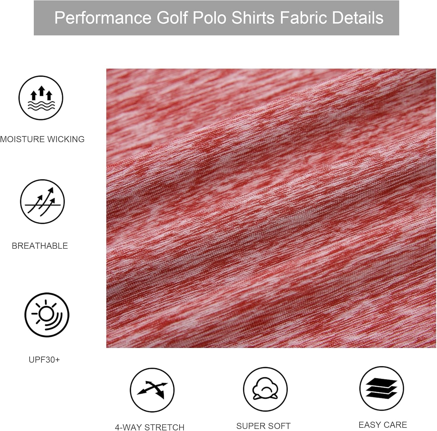 image:imageAlex Vando Mens Golf Shirt Moisture Wicking QuickDry Short Sleeve Polo UPF40Soft amp stretchSweat resistantMultiscene sports amp office apparelRed