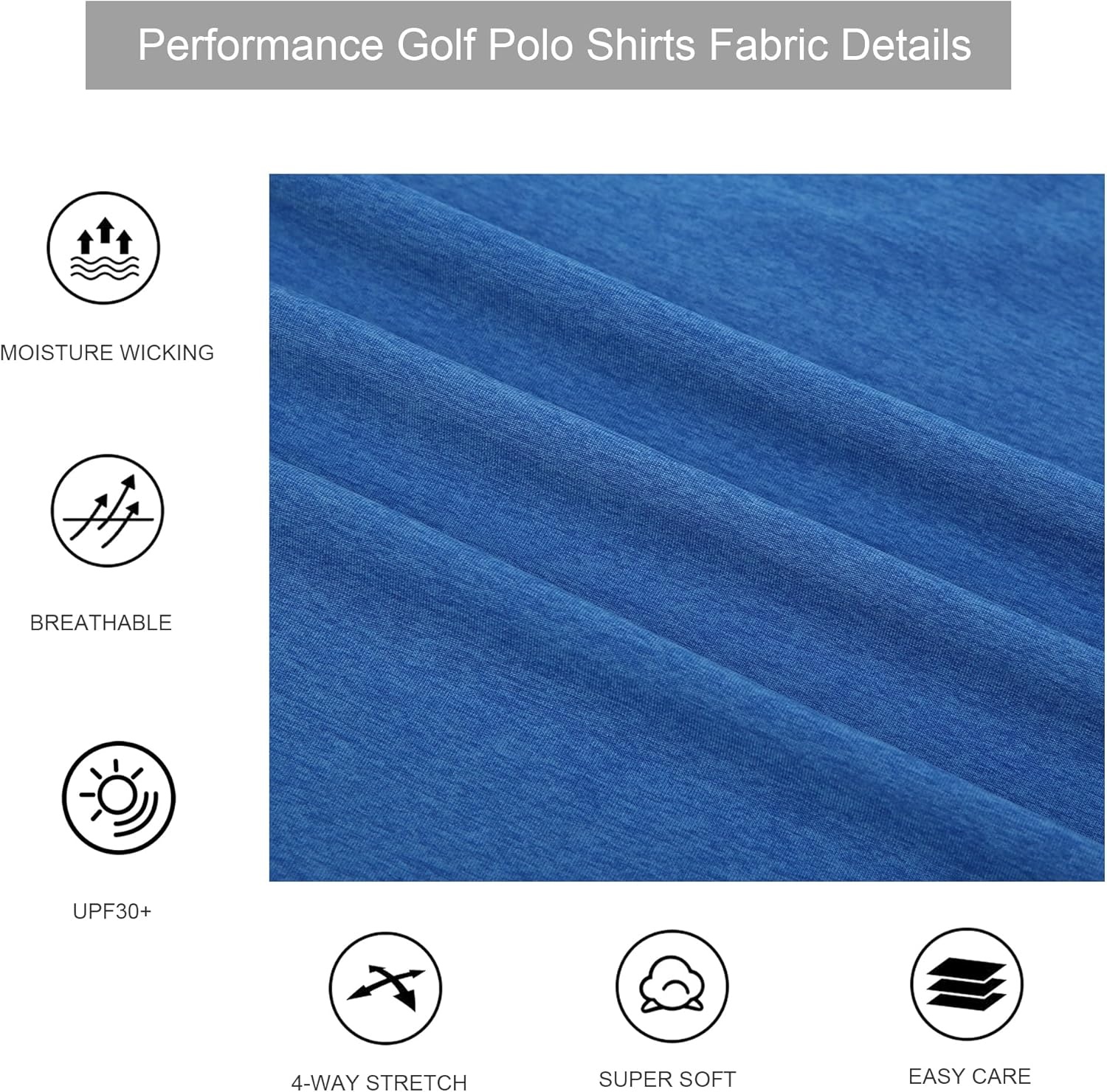 image:imageAlex Vando Mens Golf Shirt Moisture Wicking QuickDry Short Sleeve Polo UPF40Soft amp stretchSweat resistantMultiscene sports amp office apparelRoyal