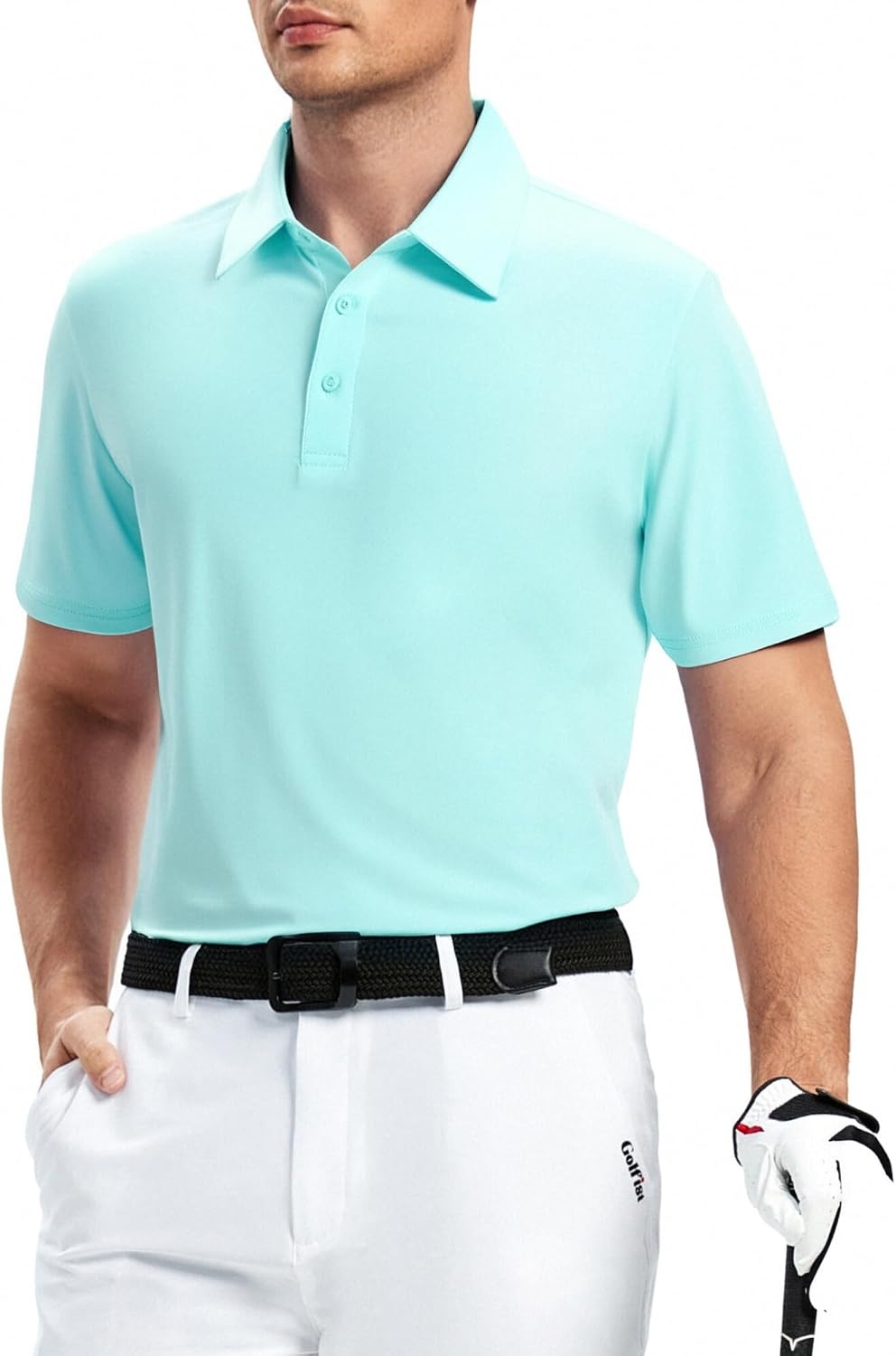 image:imageAlex Vando Mens Golf Shirt Moisture Wicking QuickDry Short Sleeve Polo UPF40Soft amp stretchSweat resistantMultiscene sports amp office apparelTblue