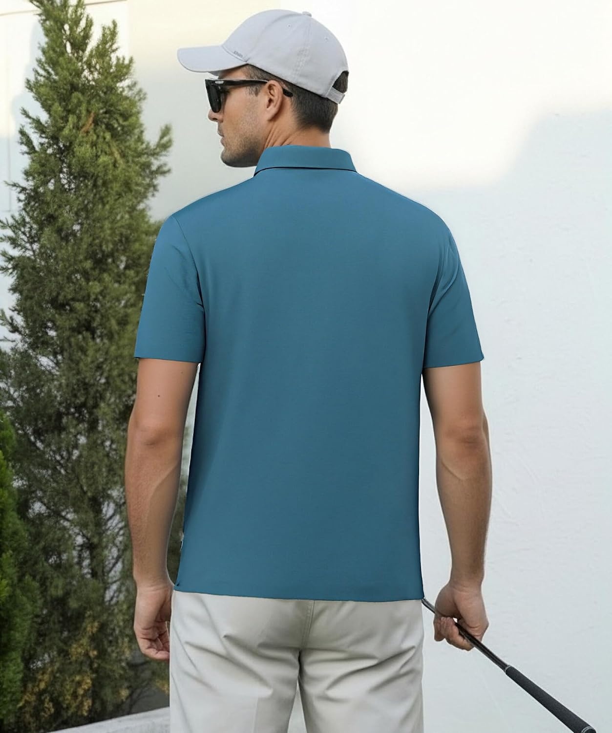 image:imageAlex Vando Mens Golf Shirt Moisture Wicking QuickDry Short Sleeve Polo UPF40Soft amp stretchSweat resistantMultiscene sports amp office apparelTeal Pique