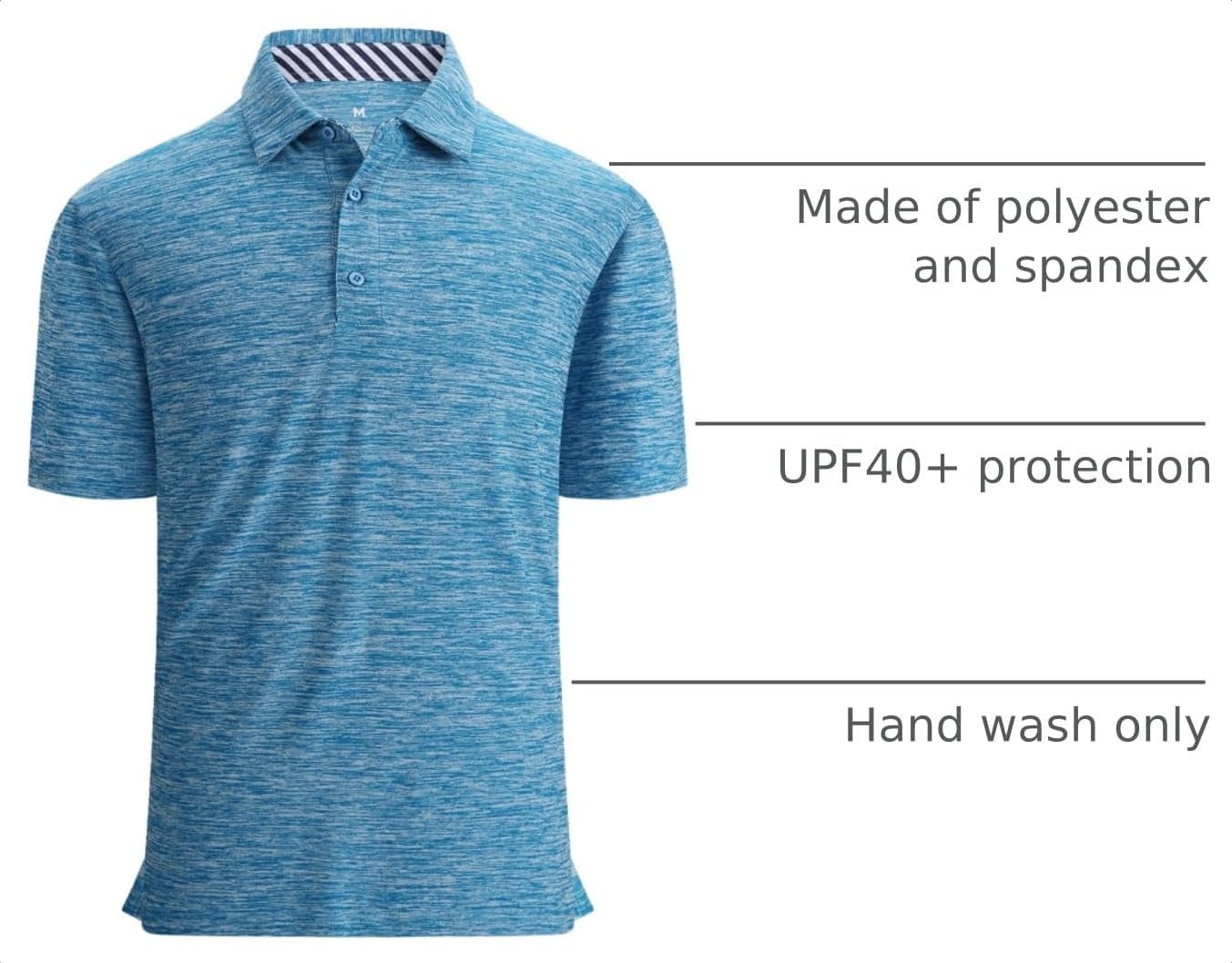 image:imageAlex Vando Mens Golf Shirt Moisture Wicking QuickDry Short Sleeve Polo UPF40Soft amp stretchSweat resistantMultiscene sports amp office apparelTurquoise