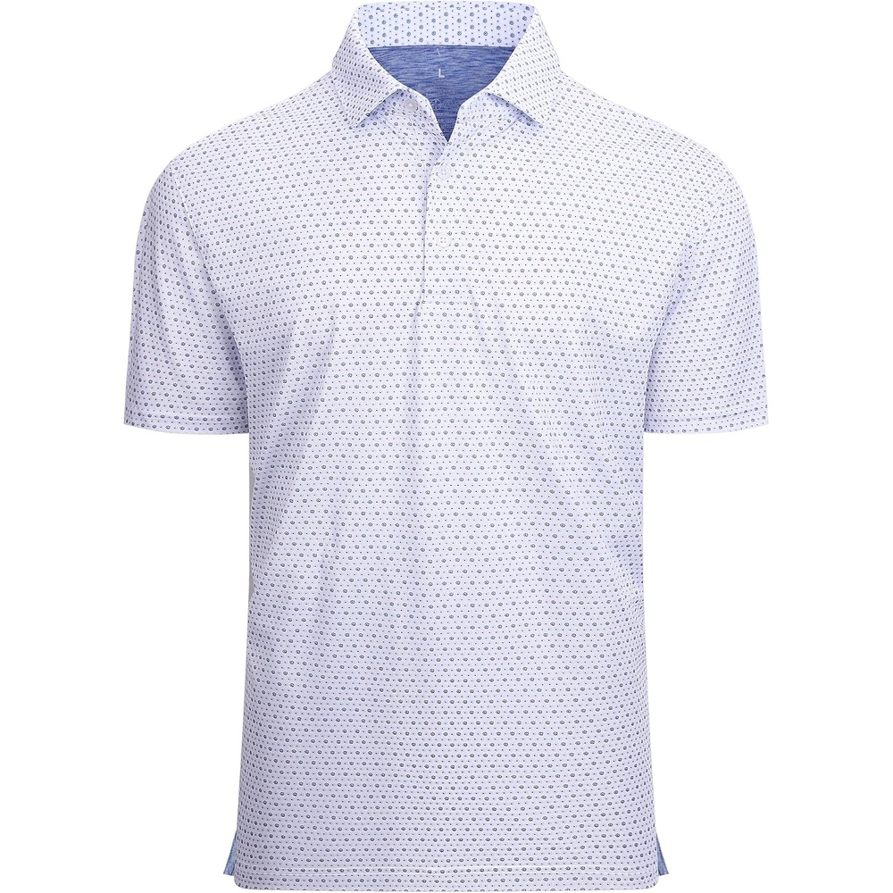 image:imageAlex Vando Mens Golf Shirt Moisture Wicking Classic Print Golf Shirts Shape amp color retainingLow maintenanceMultiscene active apparelBlue Dots