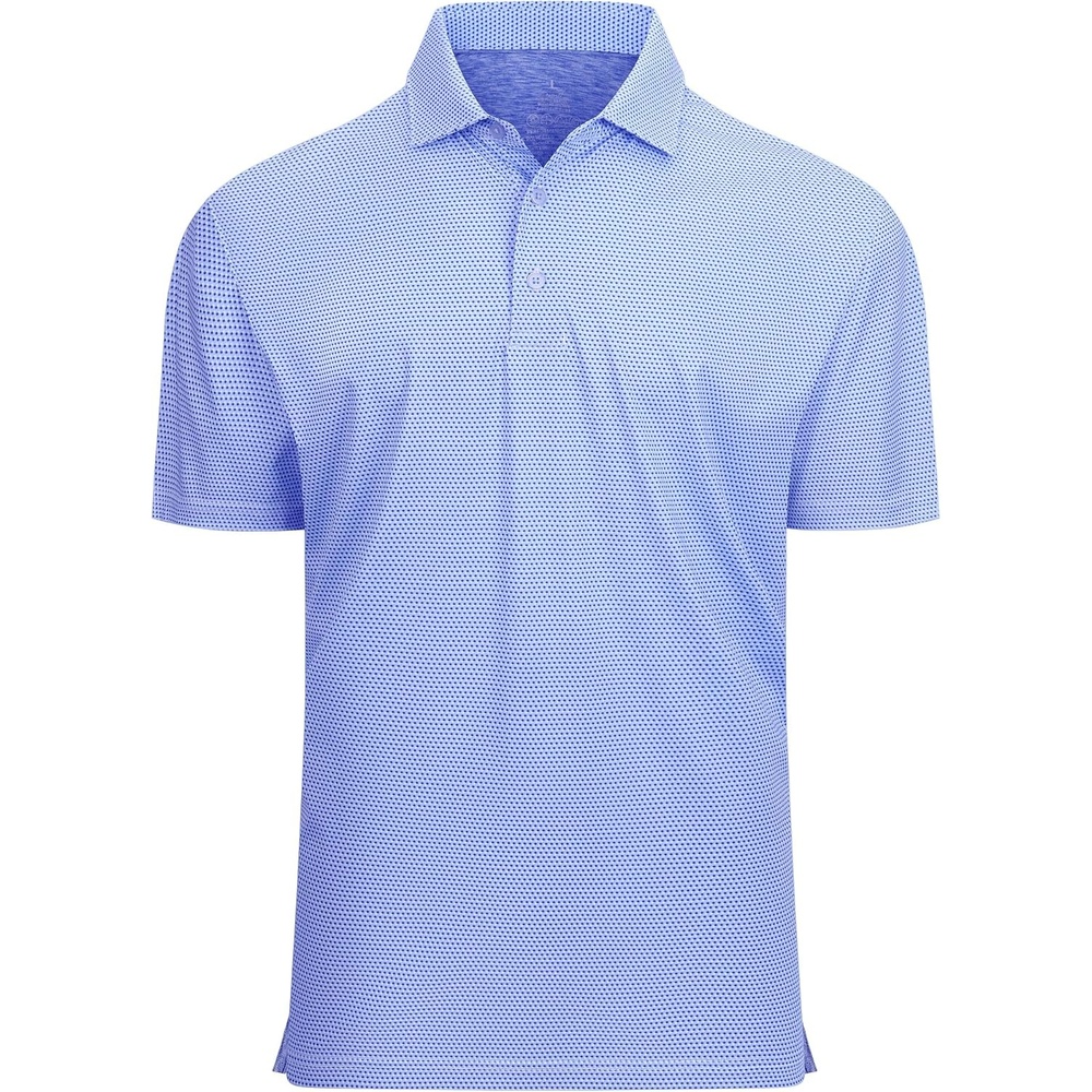 image:imageAlex Vando Mens Golf Shirt Moisture Wicking Classic Print Golf Shirts Shape amp color retainingLow maintenanceMultiscene active apparelBluewhite Square