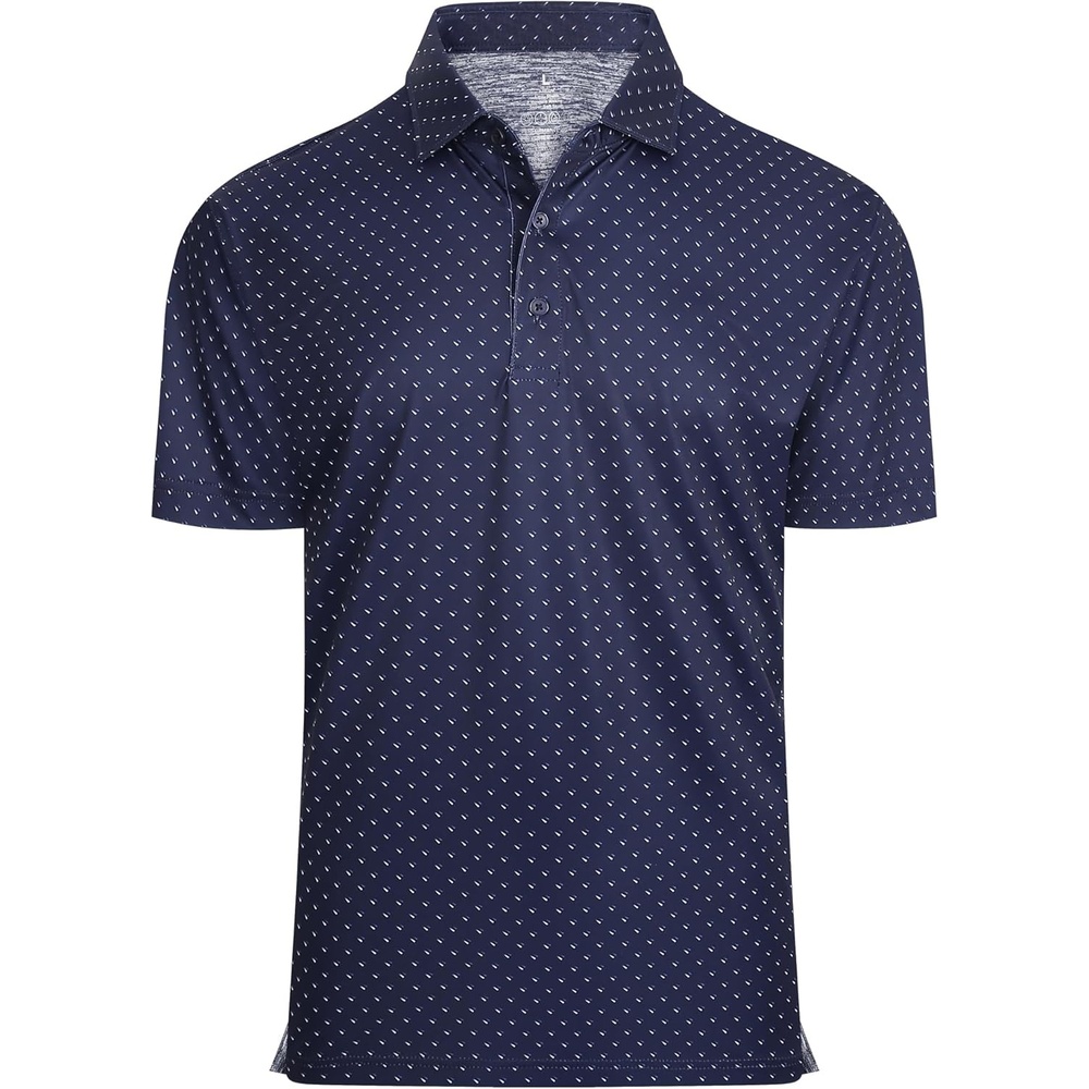 image:imageAlex Vando Mens Golf Shirt Moisture Wicking Classic Print Golf Shirts Shape amp color retainingLow maintenanceMultiscene active apparelNavy Sail