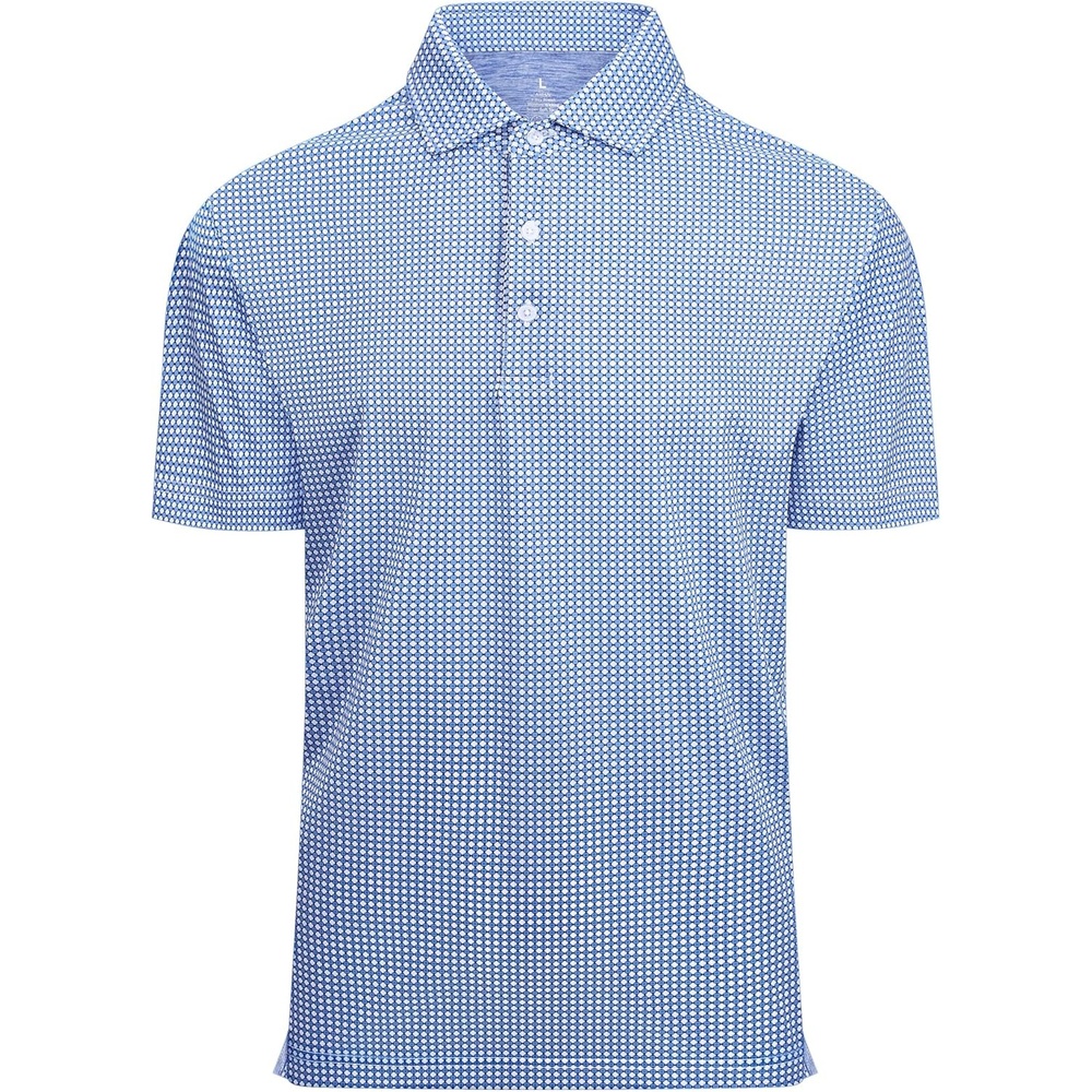 image:imageAlex Vando Mens Golf Shirt Moisture Wicking Classic Print Golf Shirts Shape amp color retainingLow maintenanceMultiscene active apparelWhite Blue Square