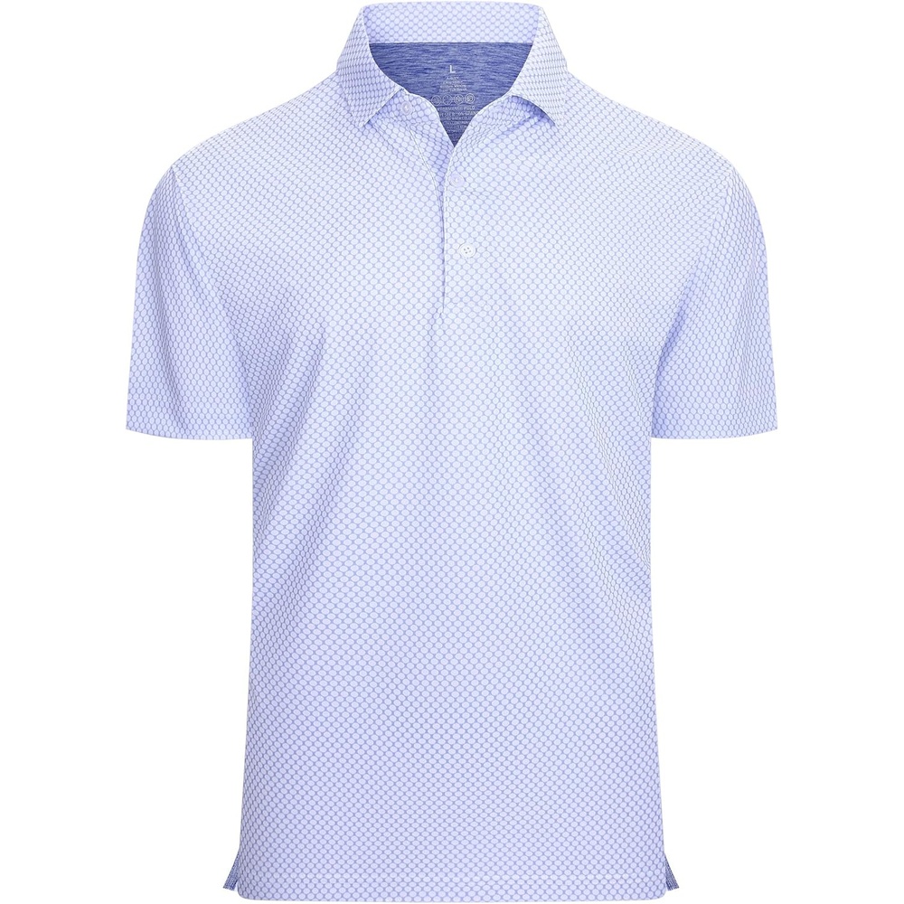 image:imageAlex Vando Mens Golf Shirt Moisture Wicking Classic Print Golf Shirts Shape amp color retainingLow maintenanceMultiscene active apparelWhite Circle