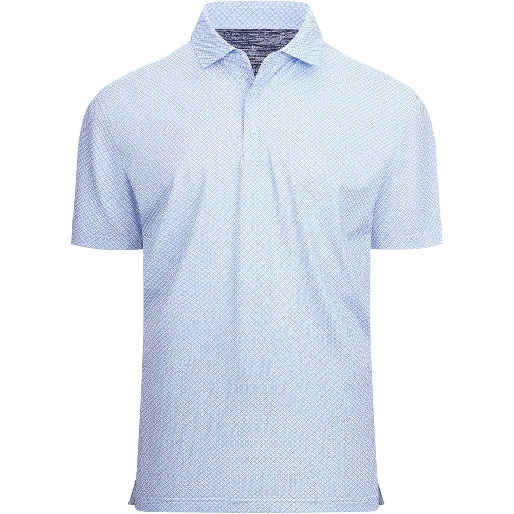 image:imageAlex Vando Mens Golf Shirt Moisture Wicking Classic Print Golf Shirts Shape amp color retainingLow maintenanceMultiscene active apparelWhite Clover 25