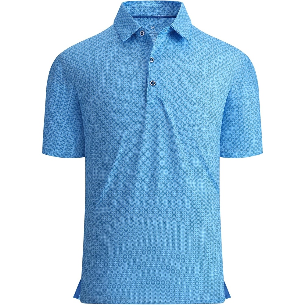 image:imageAlex Vando Mens Golf Shirt Moisture Wicking Print Performance Polo Shirt UPF40 UV shielding Lightweight Contrast collar piping Fullbody patterns Machine washable Multisport topBlue Cross